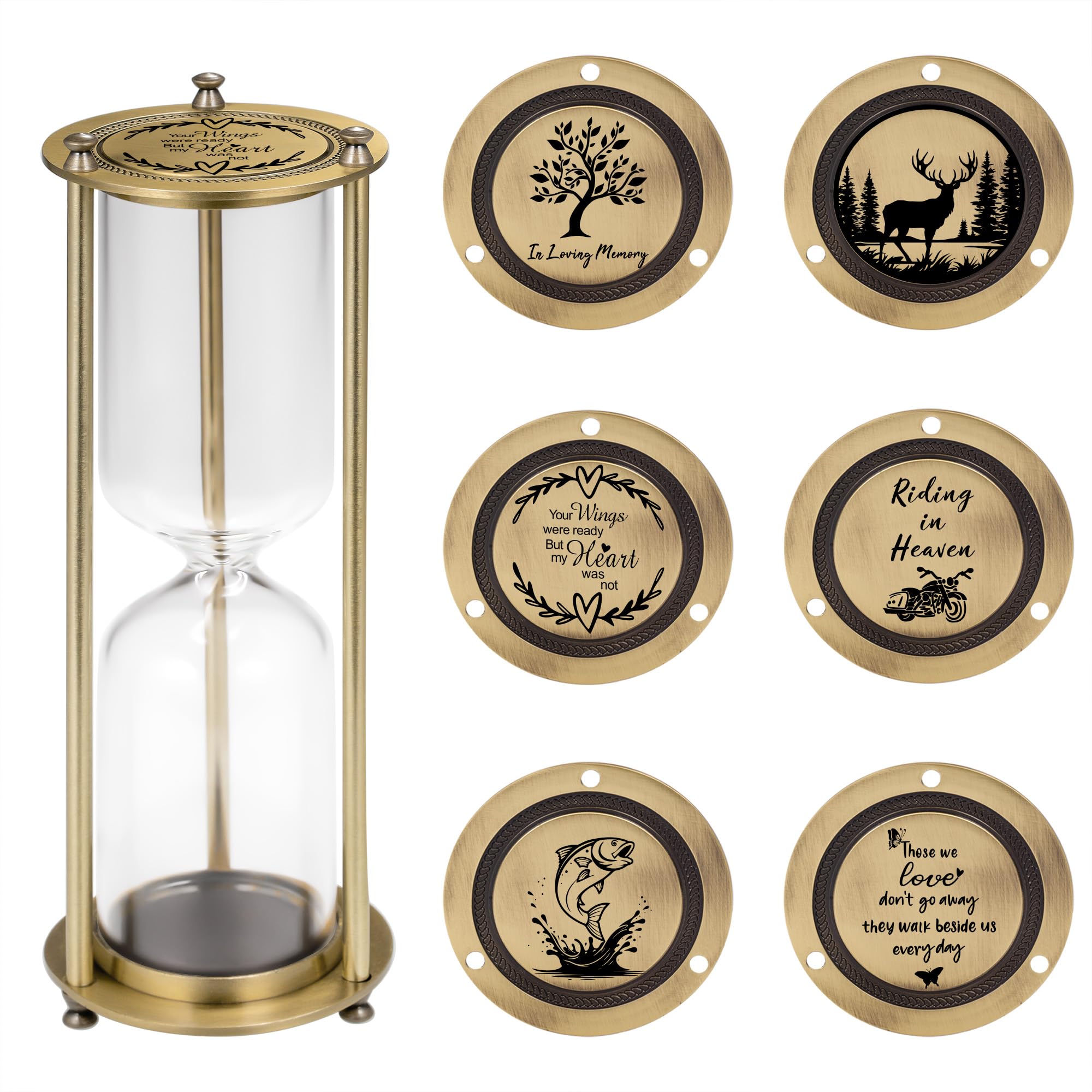 Gredstar Engravable Hourglass Urn for Ashes - Fillable Memorial Keepsake with Sifter & Remembrance Sand Timer (Empty)