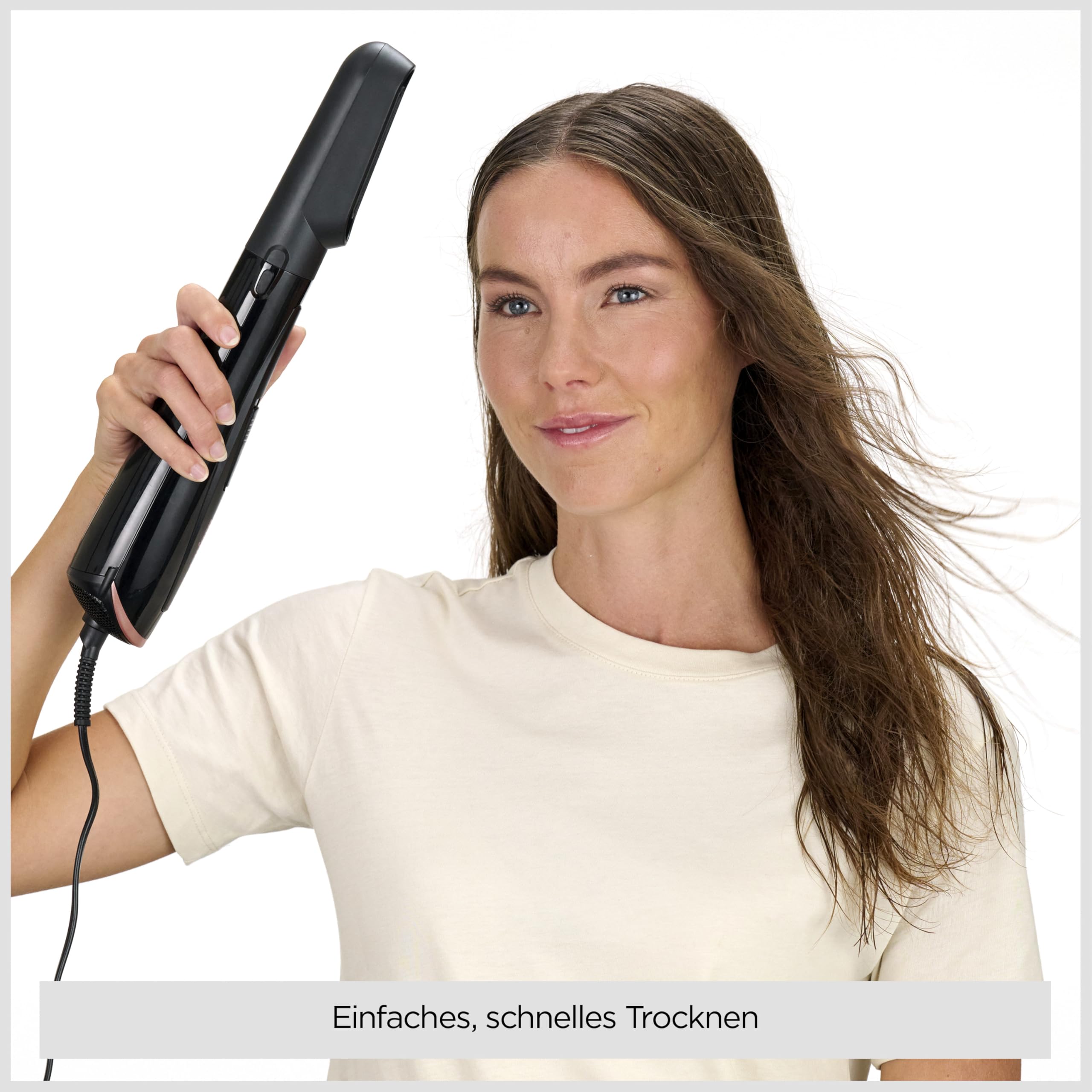 BaByliss Perfect Finish - 1000W Warmluftbürste. 3 Aufsätze zum Glätten, Volumen & Formen, 2 Temperatureinstellungen + Kaltstufe, Ionen-Technologie für Anti-Frizz, schwarz, AS126E
