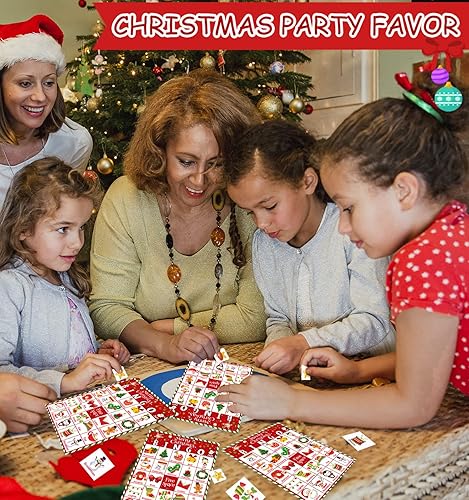 Miniatura 4 de Officygnet Juego de bingo de Navidad para niños, tarjetas de bingo de Navidad para 32 jugadores para actividades familiares, grupos grandes, aula