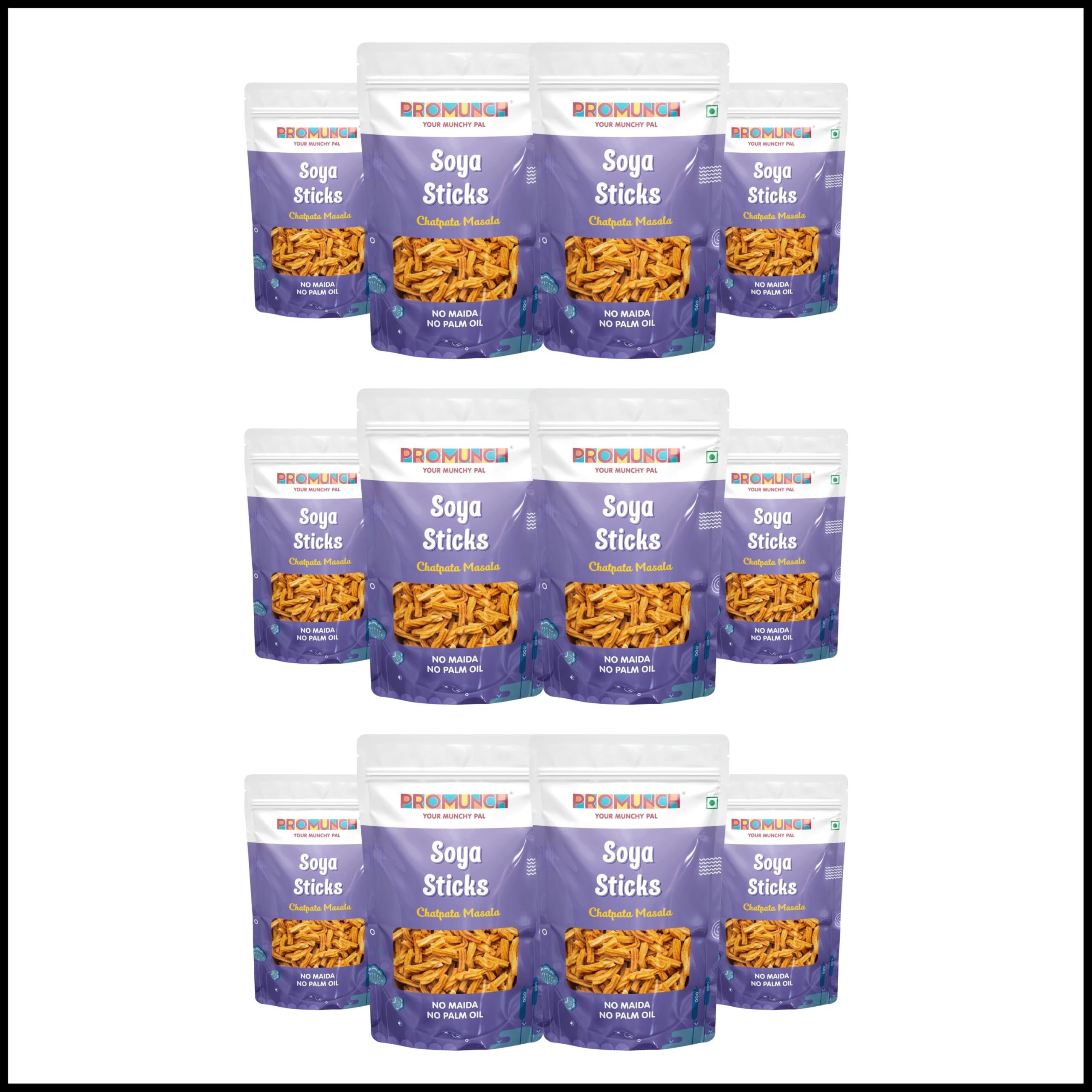 Soya Sticks | Crispy snacks | High Protein, Crunchy Snack | No Palm Oil And Maida | Chatpata Masala - 30g Pack of 12