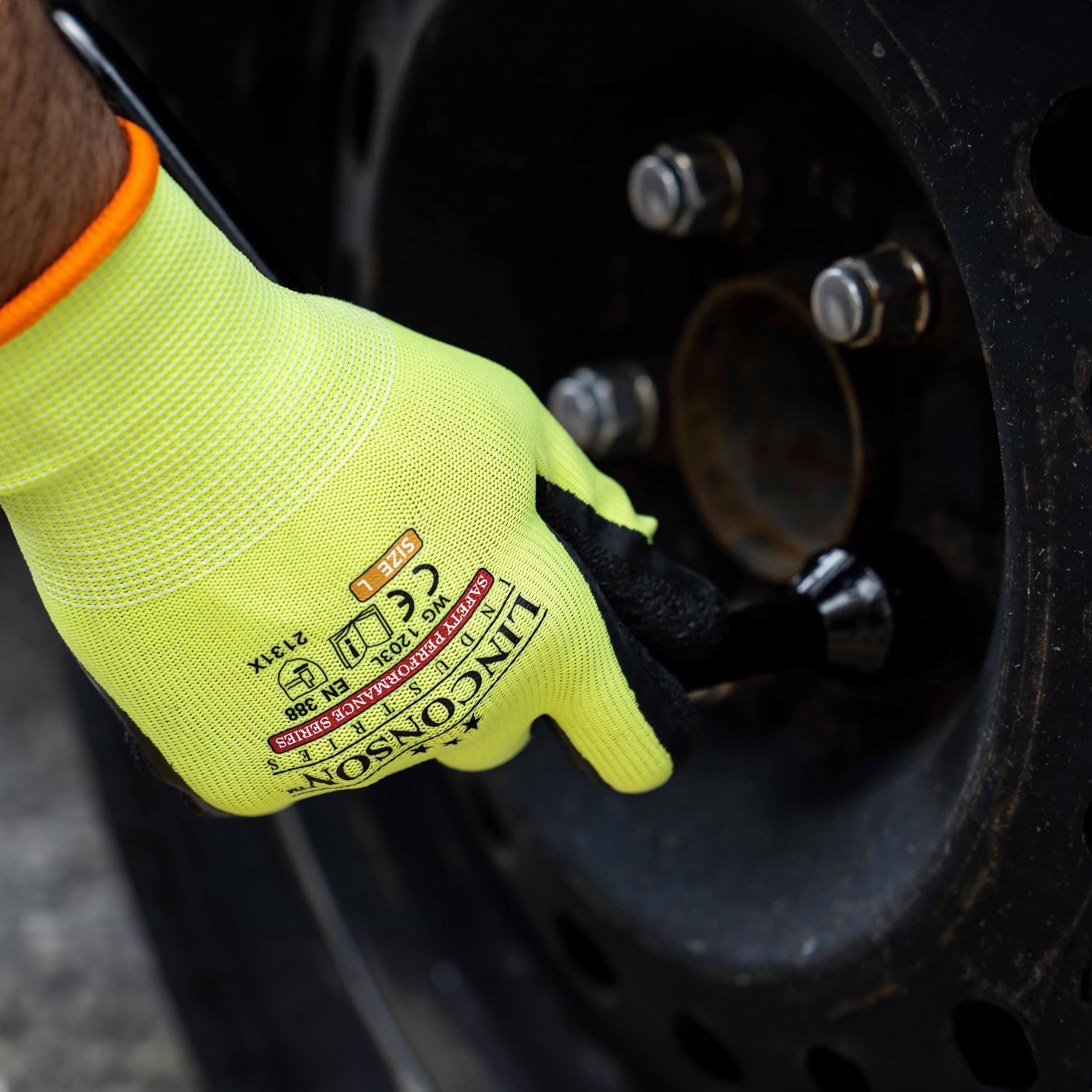 linconson 12-pak Safety Performance Series Construction Mechanics Wrinkle Latex Work Gloves