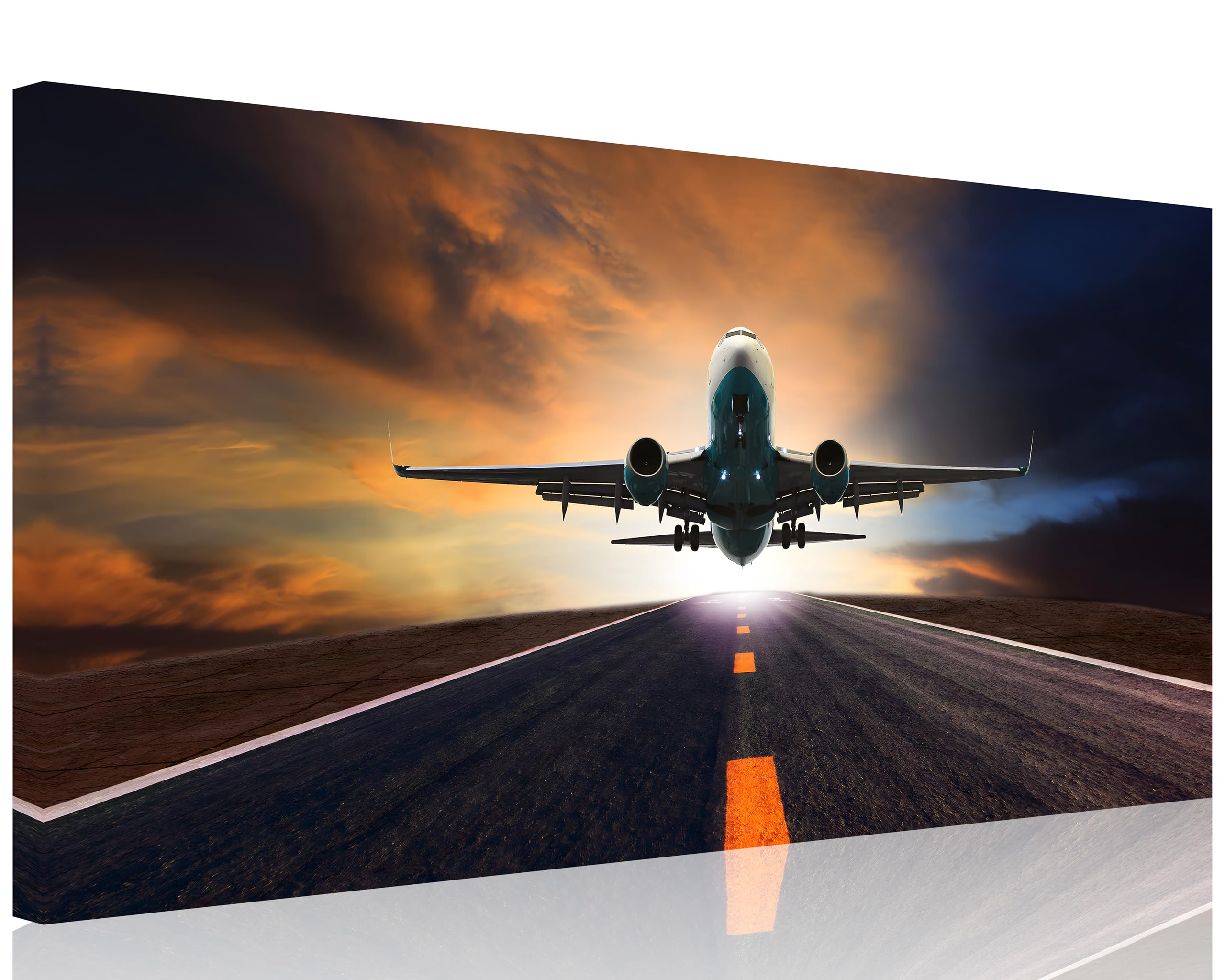 TutuBeer 1 Panel Vintage Plane Picture Aviation Art Airplane Decor Vintage Airplane at Sunset Plane Print Aircraft Prints Stretched and Framed Aircraft Decorations for Home Decor 8x16inch