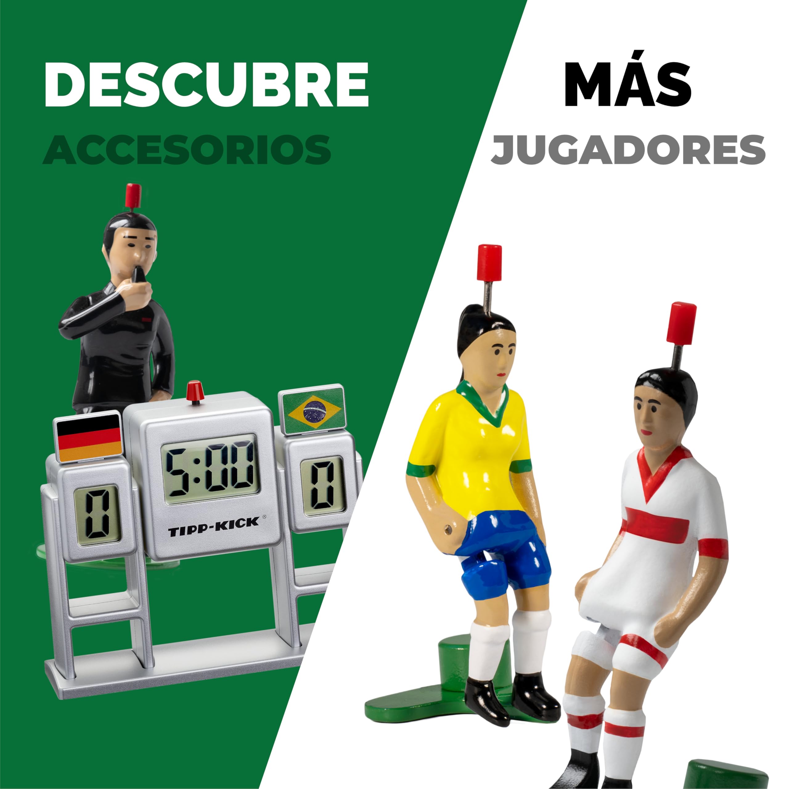 TIPP-KICK Junior Cup con Borde 82x56 cm – Futbolín Listo para Jugar con 2X Jugadores, 2X guardametas, 2X porterías de plástico, 2X balones I Terreno de Juego Hecho de Fieltro