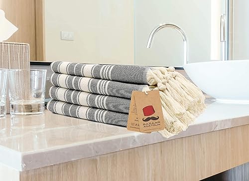 Vista 133 de Bazaar Anatolia Juego de 2 toallas de mano turcas para baño, 39 x 19 pulgadas, algodón, toallas de mano decorativas para cocina, té, yoga, cara