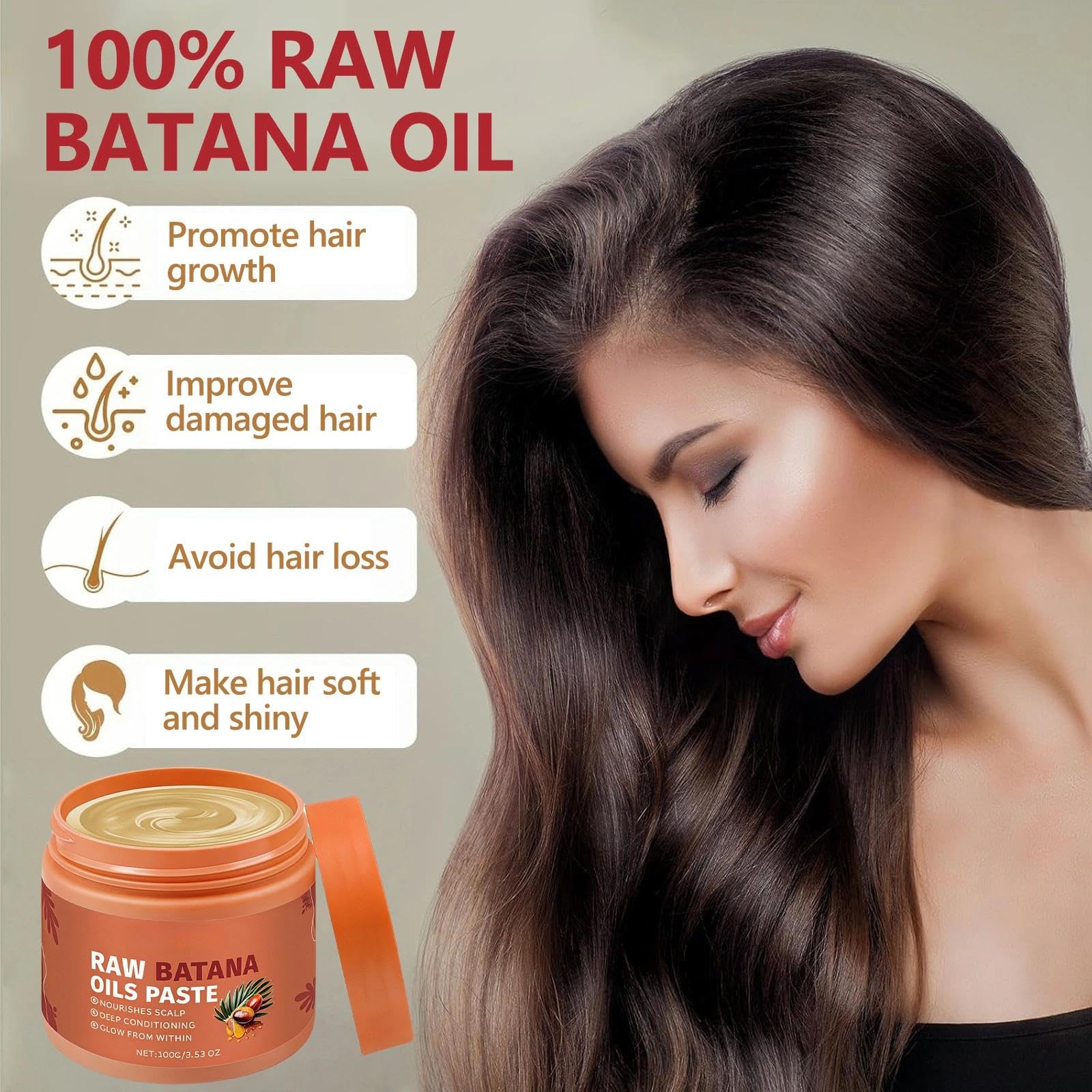 Raw Batana Oil Paste, Raw Batana Oil for Hair Condition & Shine, Nourishing Hair Strengthener Paste for Women & Men Anti Loss - Image 3