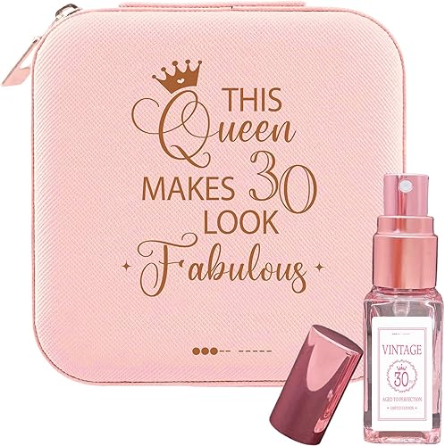 ZomefinKiu Mini caja de almacenamiento de joyería de 30 cumpleaños para mujer, botella de perfume recargable de 30 cumpleaños, regalo para mujer de