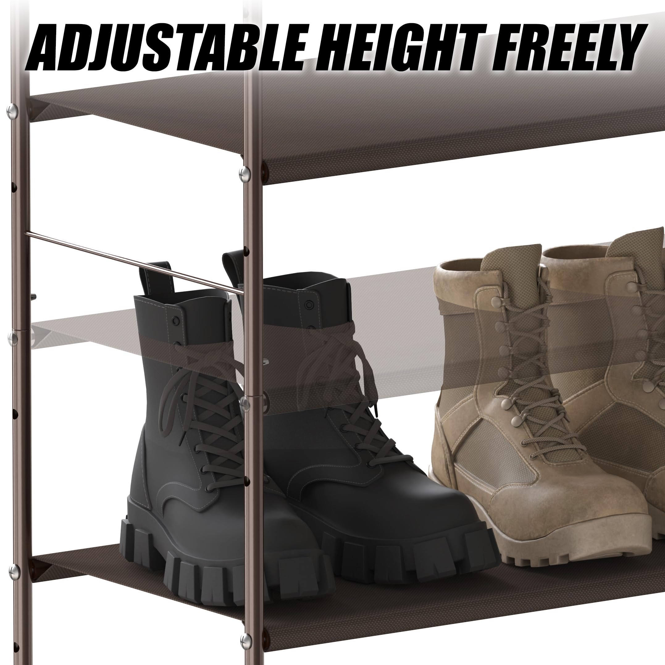 Simple Houseware 6-Tier Shoe Rack Storage Organizer w/Side Hanging Bag, Bronze