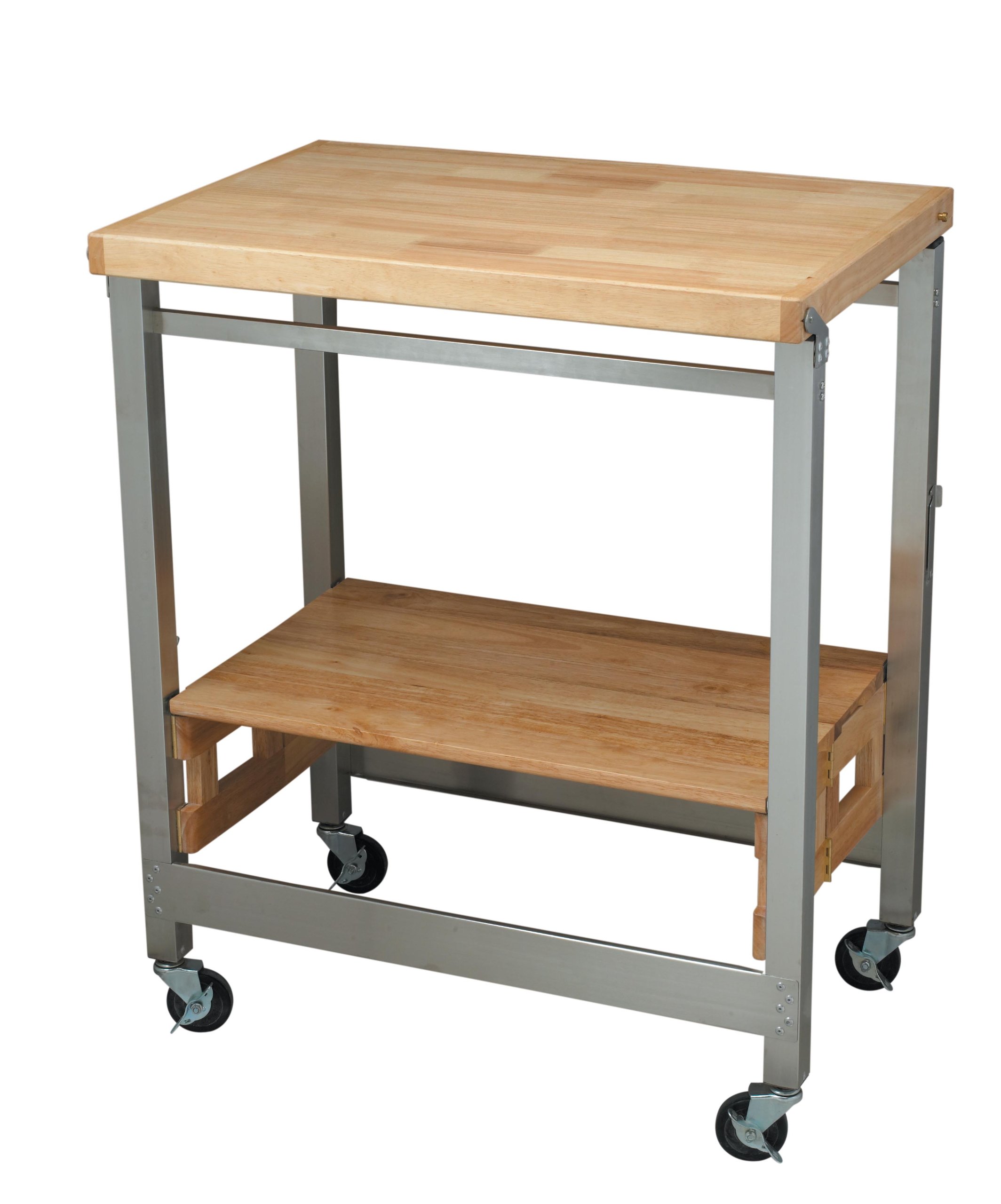 Stainless Steel/Wood flip and fold 36-inch Height, Natural