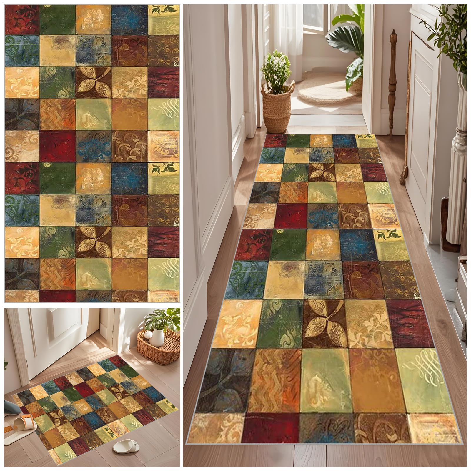 Qemgrste Runner Rug for Hallway Long Hall Carpet Runners Hall Runners Non Slip Washable Hall Runner Absorbent Door Runner Mats Kitchen Carpet Runner Rug for Entryway for Hallway Laundry 40 x 280 cm