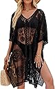 colornival Sexy Elegant Lace Beach Cover Up for Women, Bathing Suit Cover Up, V-Neck Swimsuit Coverup for Poolside, Seaside and Party