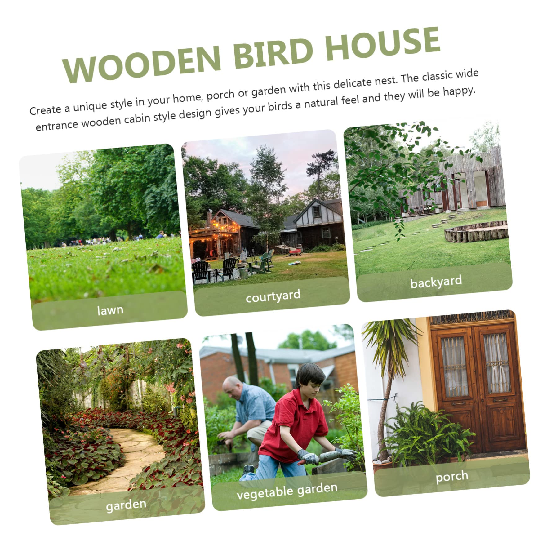Villa Nido De Pájaro De Madera para Jardín Comedero Independiente para Pájaros Casa De Anidación para Periquitos