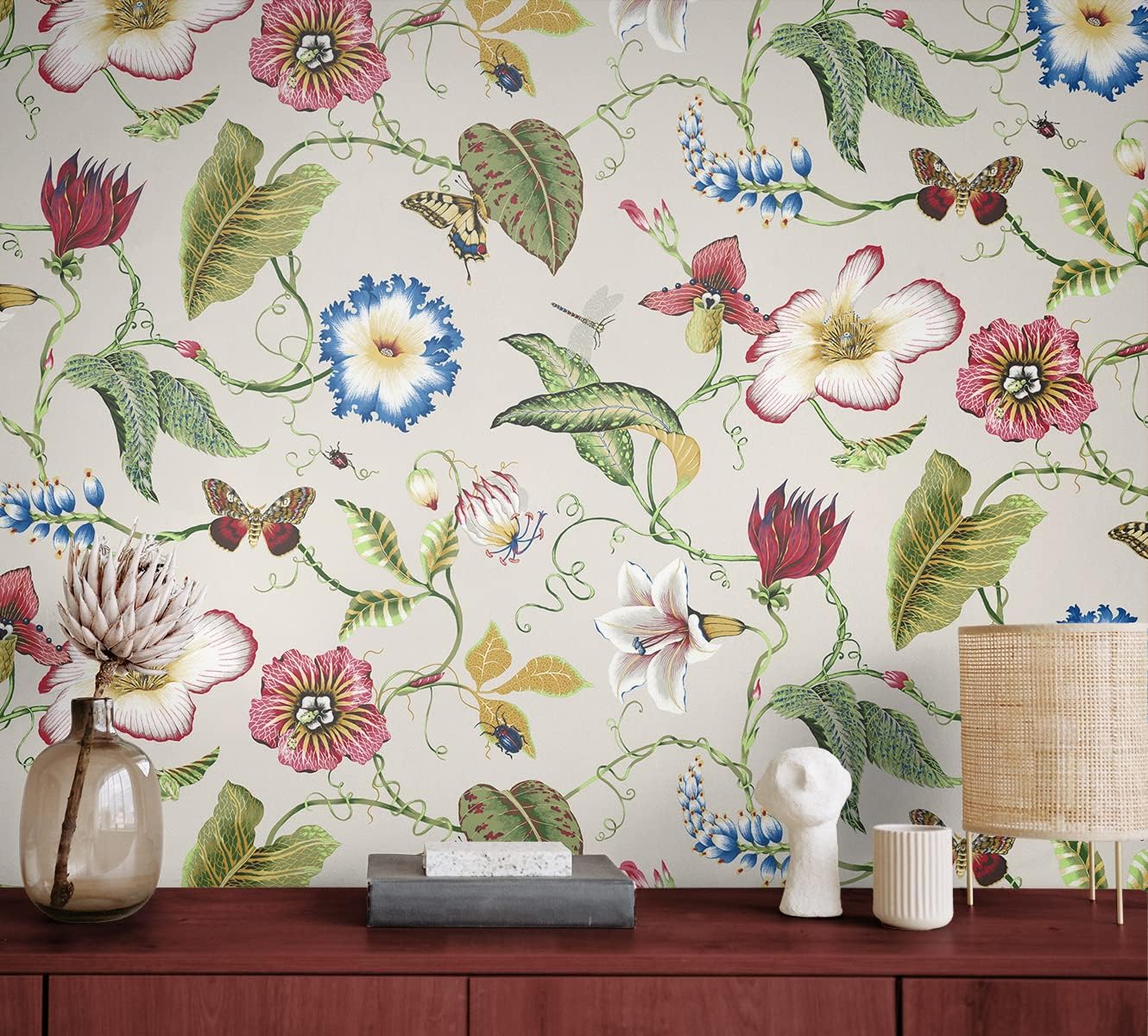 NextWall Summer Garden Floral Peel and Stick Wallpaper (Raspberry & Chartreuse)
