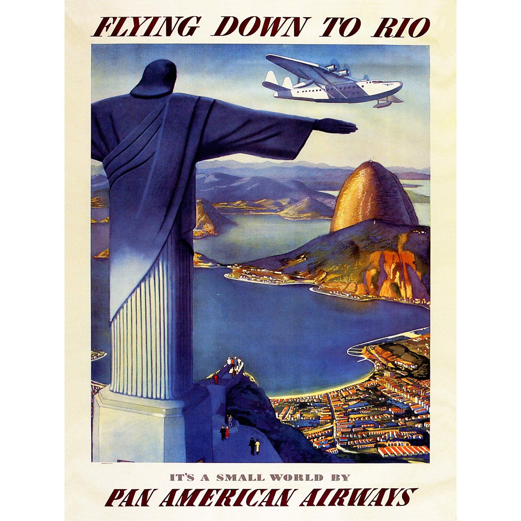 Bumblebeaver TRAVEL AIRLINE ADVERT RIO BRAZIL SUGARLOAF CHRIST PLANE ART PRINT POSTER 30X40 CM 12X16 IN BB7427B
