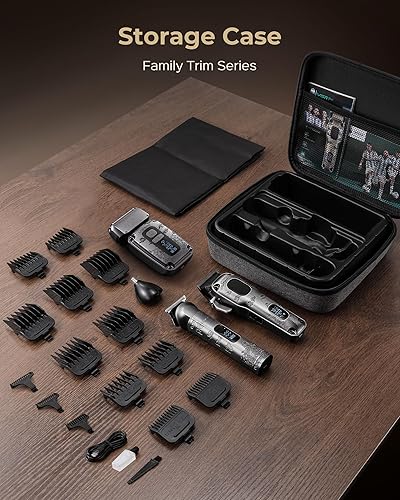 Miniatura 6 de Juego de cortapelos y recortadoras para hombres profesionales, afeitadora eléctrica impermeable para hombres, barba facial, inalámbrica para cortar