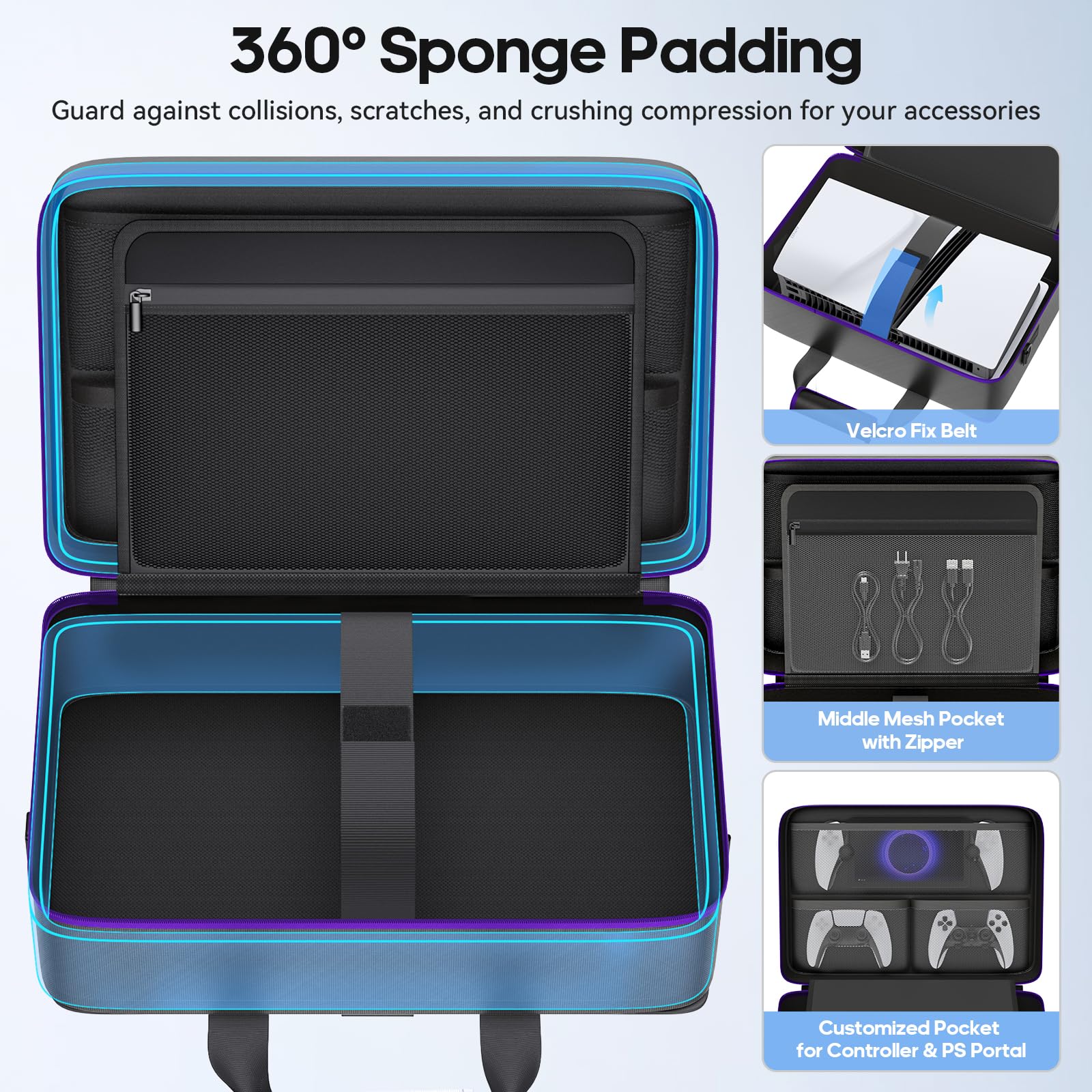 G-STORY tas, draagtas, compatibel met PS5-consoles met ritssluitingen van zinklegering, tas voor controller en accessoires, 1 x controller skin inbegrepen