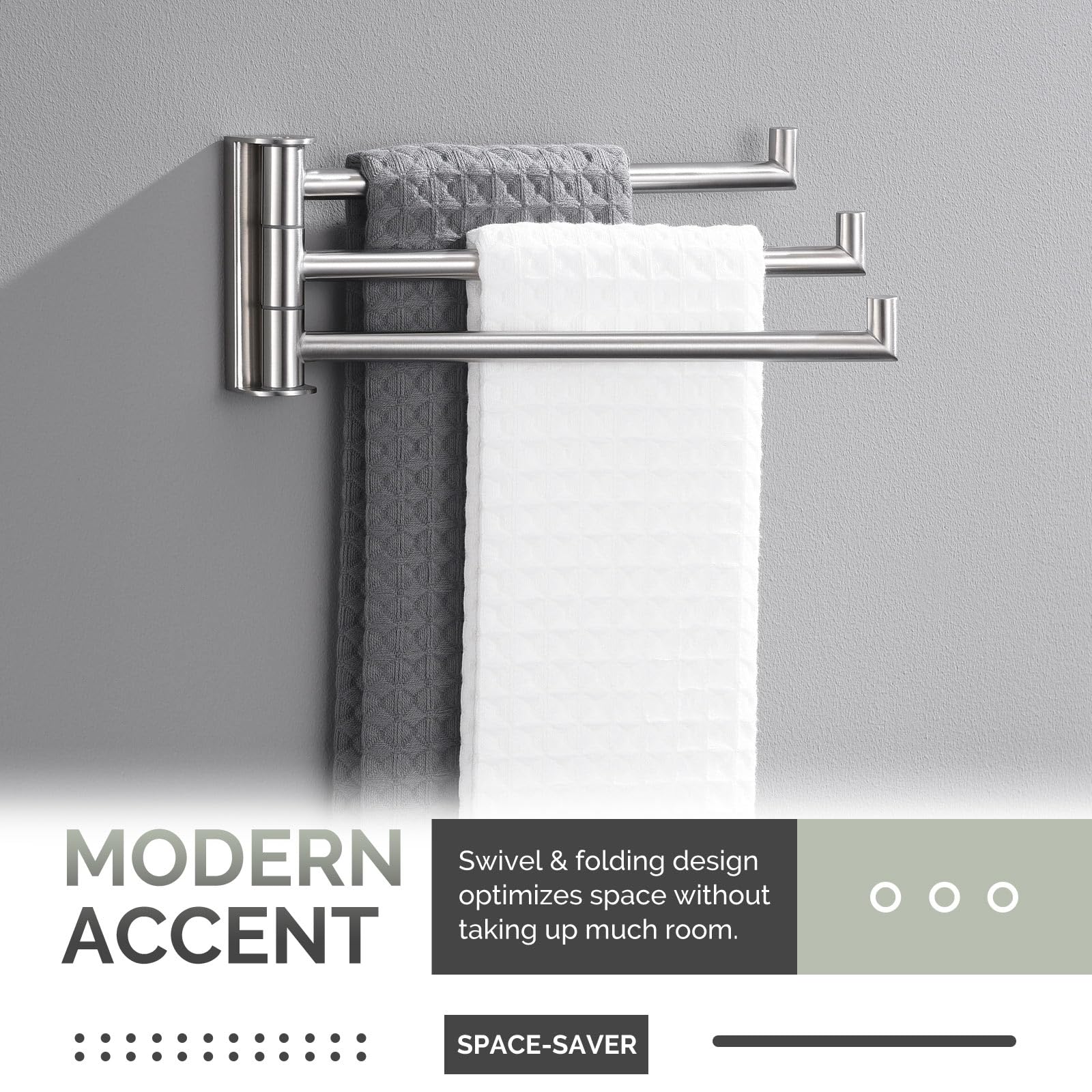 Angle Simple Porte-serviettes Pivotant En Acier Inoxydable SUS 304 Pliable Avec 3 Barres De Serviette Pour Salle De Bain, Noir Mat