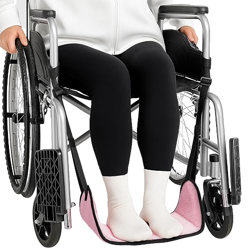 SPRING SEAON Wheelchair Foot Rest Hammock, Adjustable Leg Support Foot Sling with Soft Padded Base, Anti-Squeeze Footrest Replacement for Wheelchairs, Essential Wheelchair Accessories (Pink) - Pink