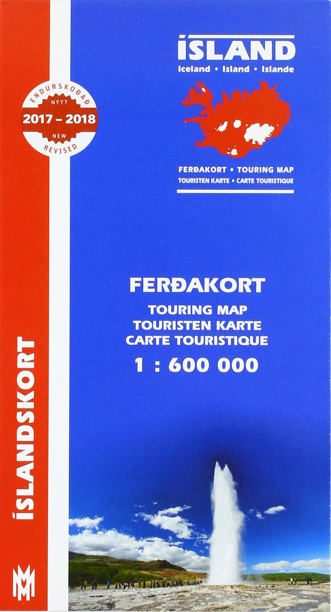 Iceland Touring Map for drivers and tourists 1 : 600 000. Ferdakort