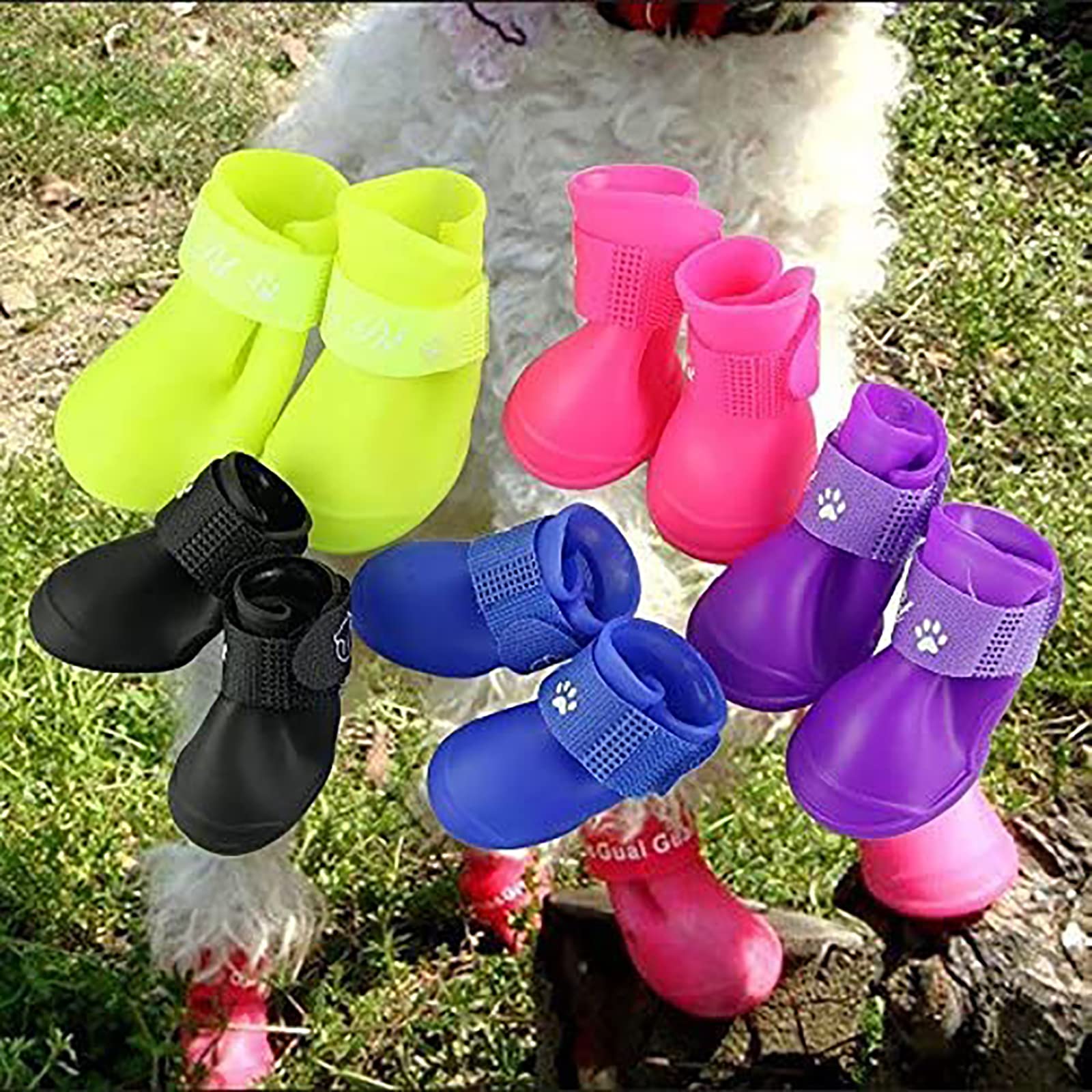 Cdycam Cute Little Pet Dog Puppy Pioggia Neve Stivali Scarpe A Stivaletto Candy Colori E Gomma, Antiscivolo-image