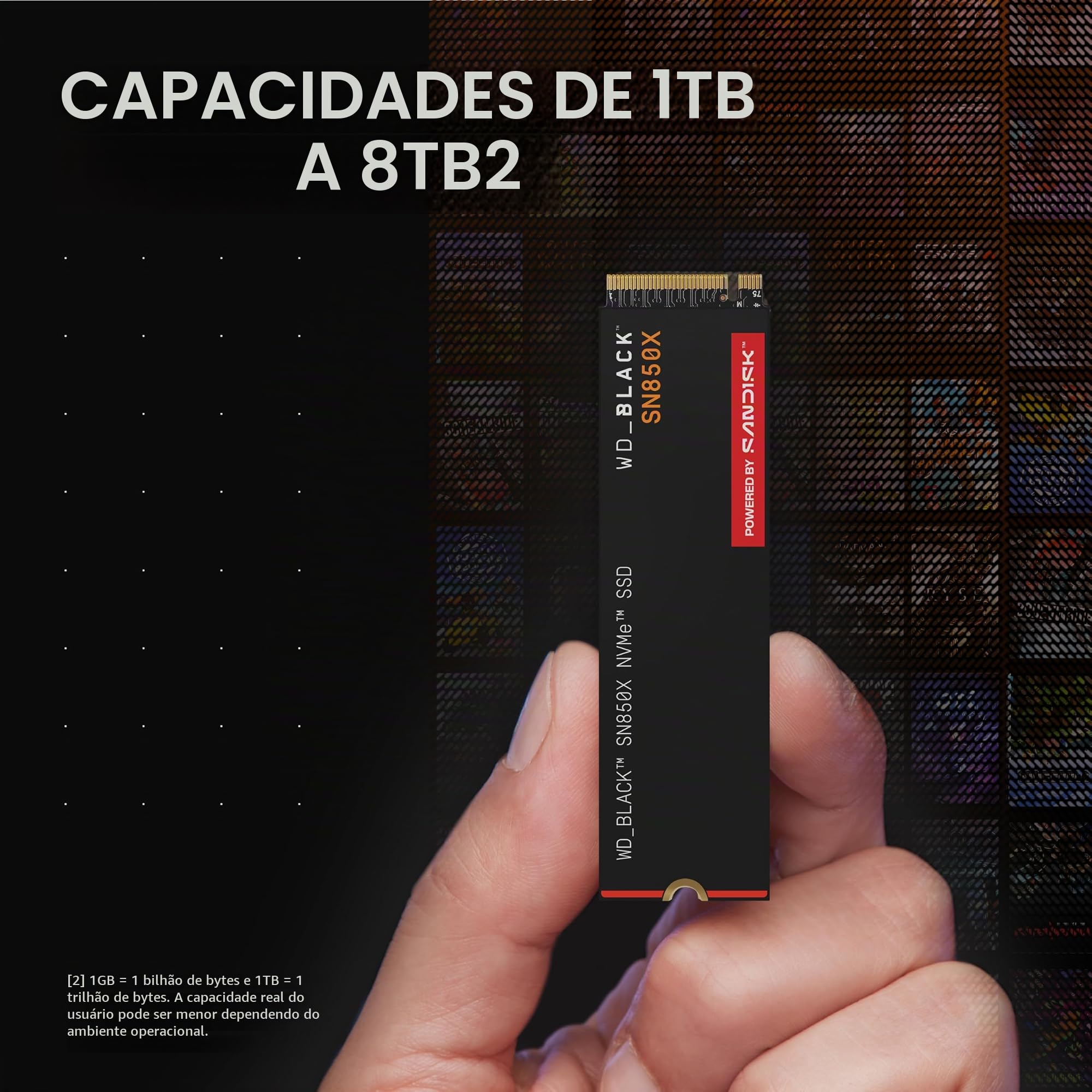 WD_BLACK, SSD SN850x 2TB NVMe M.2 2280 (Leitura até 7300MB/s e
