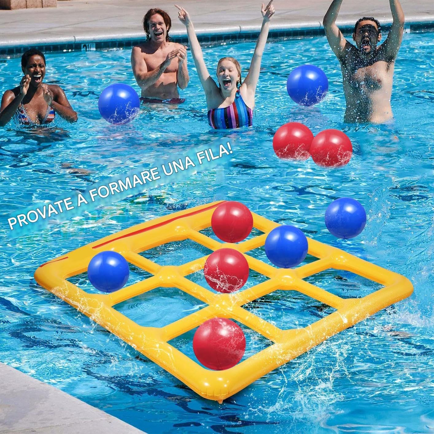 Generico Giochi per Piscina | Accessori Piscina - Galleggiante Gonfiabile con 10 Palle Attrezzatura Sportiva per attività all Aperto Familiari Lago Giardino Viaggio Spiaggia