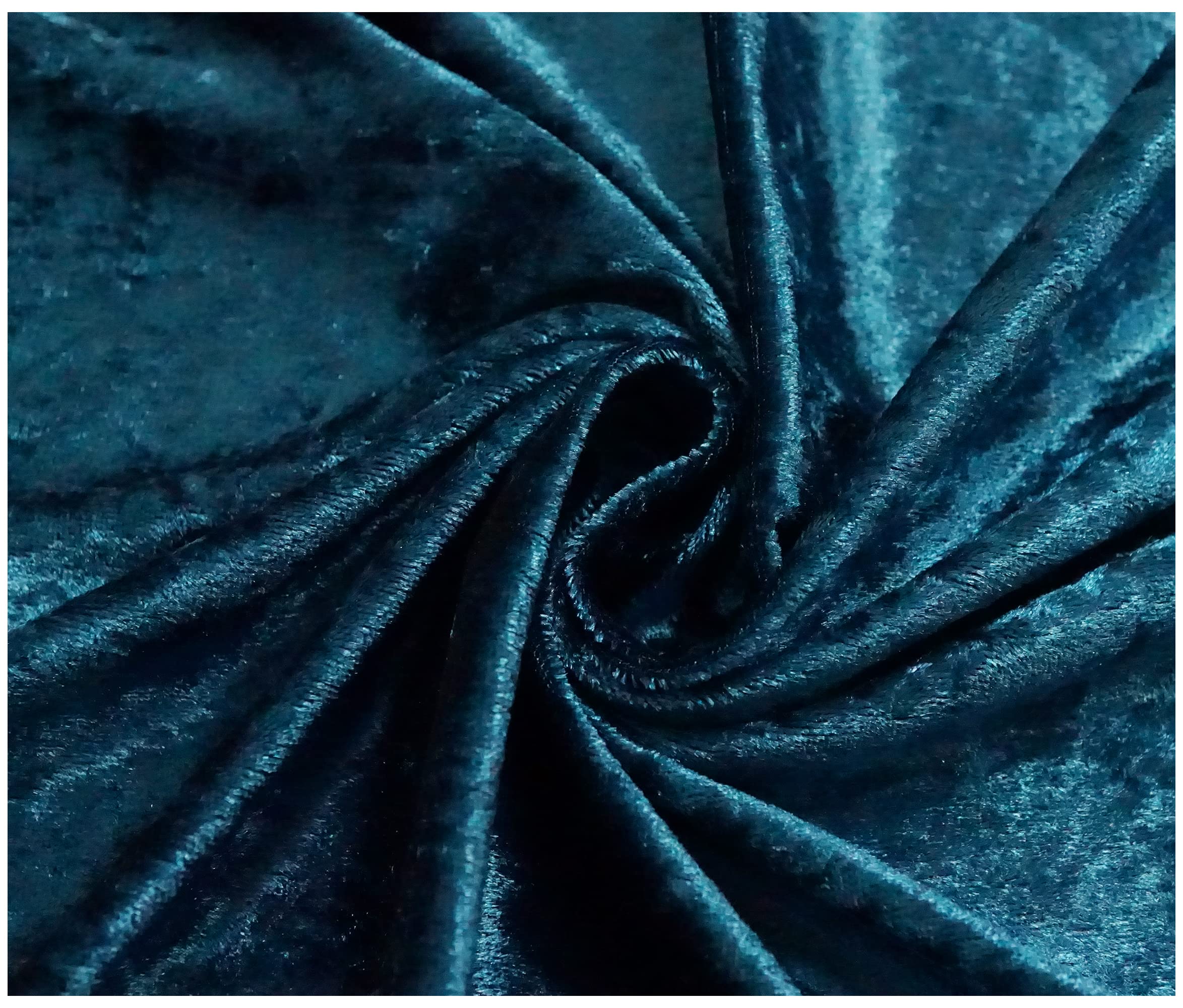 Shiny Crushed Velvet Fabric Premium Quality Velour Stretch Fancy Prom Dress Material Soft Furnishing 59" Extra Wide (Sold by The Metre) (Teal)