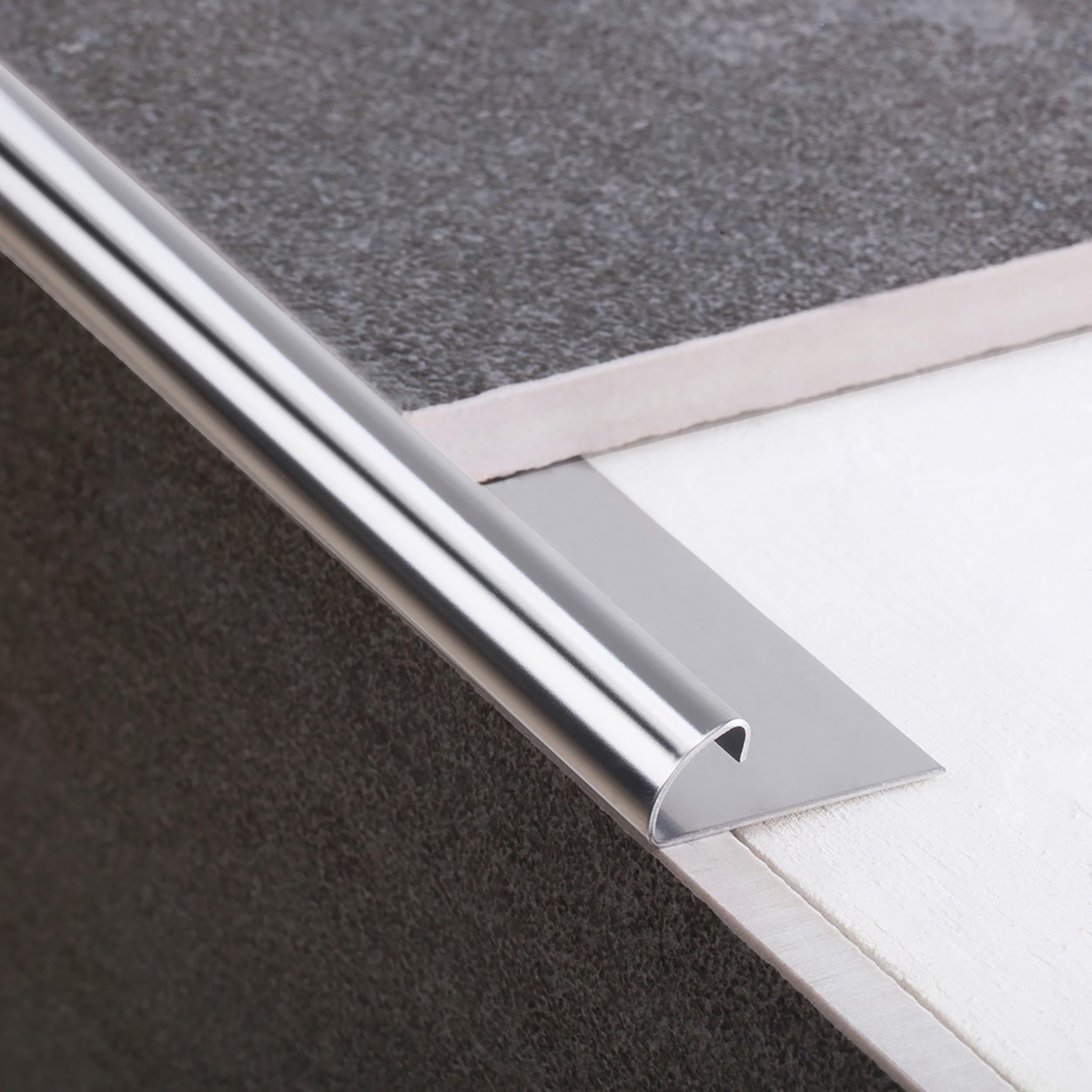5x Viertelkreis Edelstahlschiene Fliesenschiene Fliesenprofil Edelstahl V2A 12,5m 12mm gebürstet
