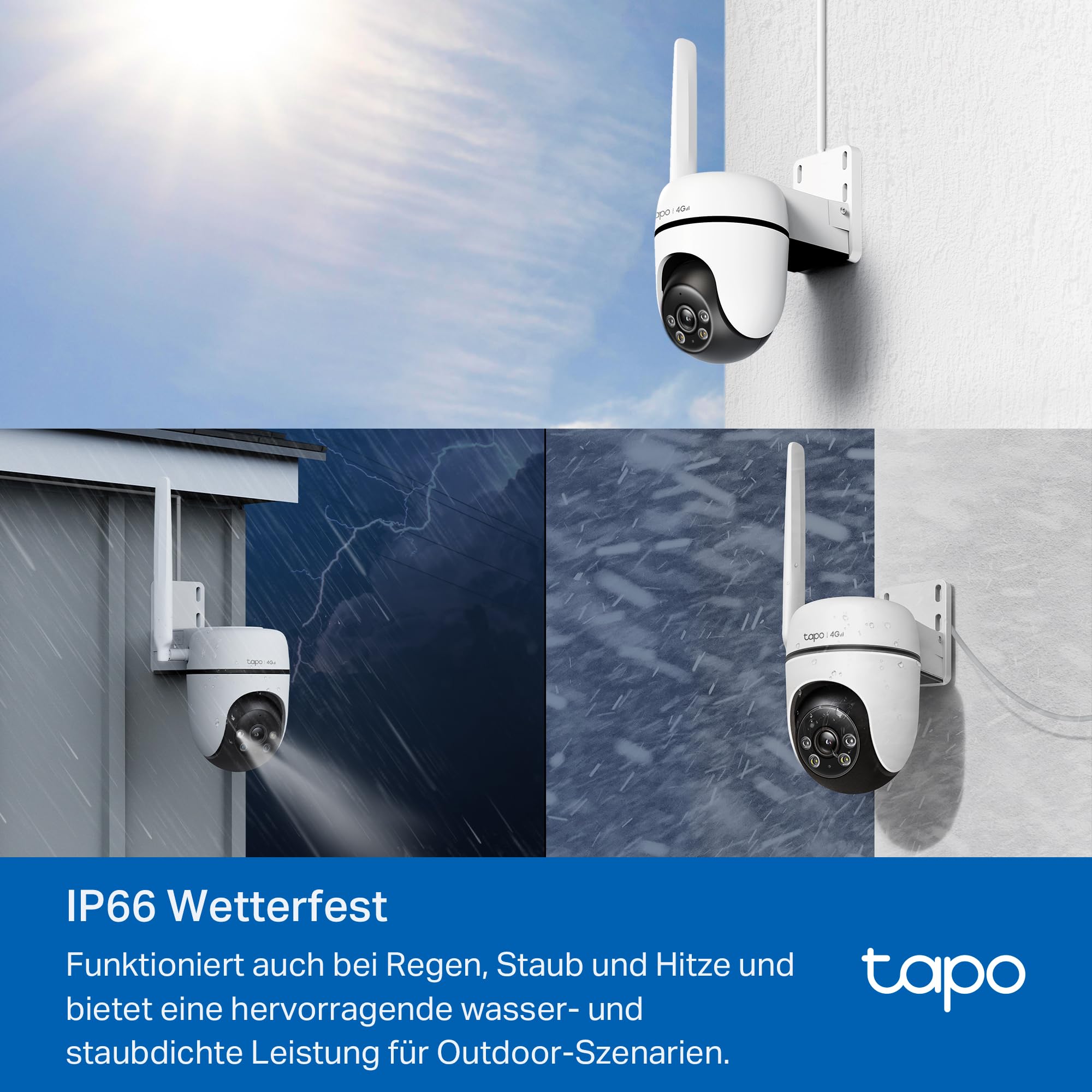 Tapo C501GW 360° 4G LTE Überwachungskamera mit SIM-Kartenslot, kein WLAN erforderlich, Starlight farbige Nachtsicht, AI-Erkennung, DC/PoE-Stromversorgung, IP66, lokaler und Cloud-Speicher, kein WLAN