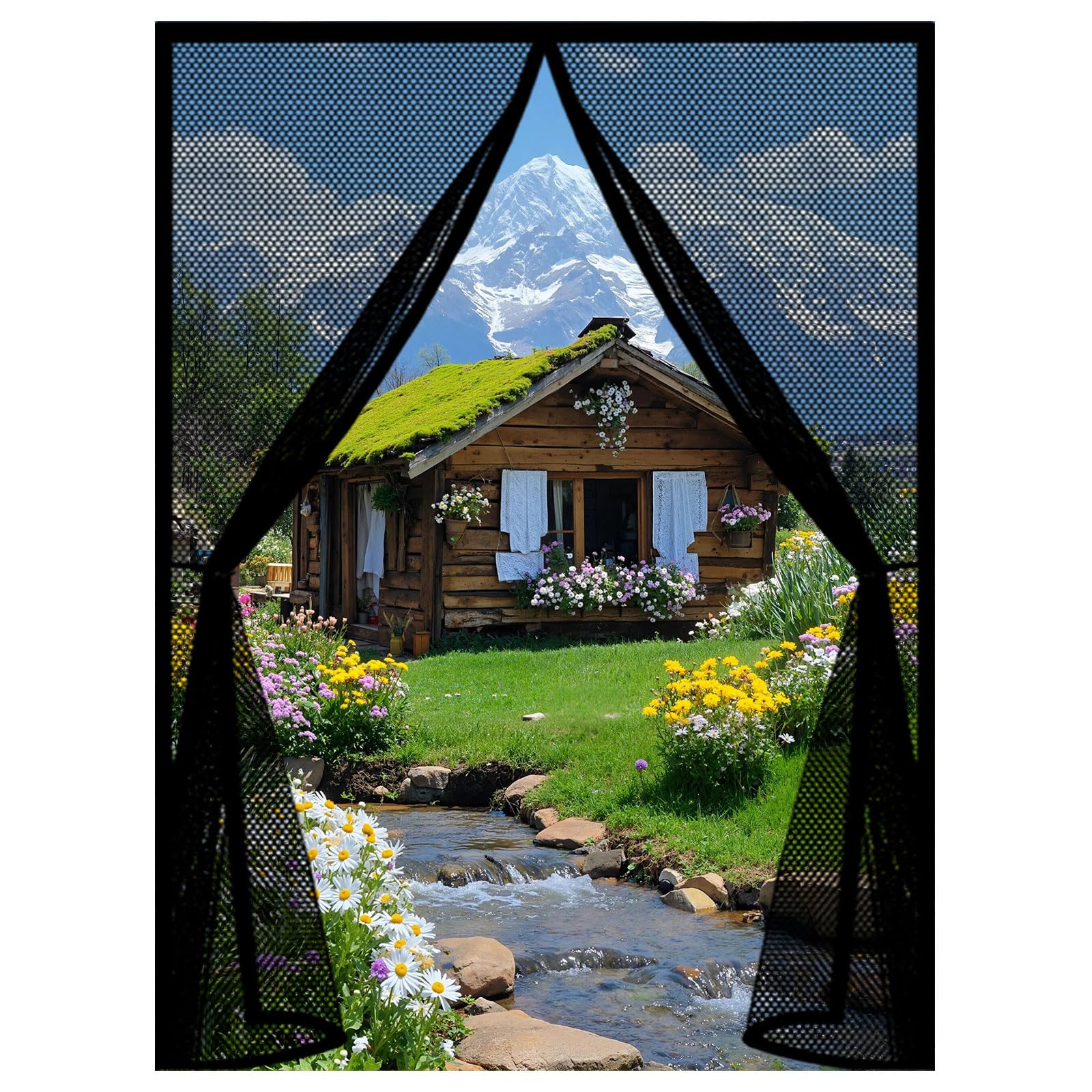 Guojun Black Fly Screens For Doors 130 X 255 Cm Keep Insects Out Self-Sealing Powerful Magnets Mesh Door Screen Hands Free No Drill Installation For Patio Bedroom Sliding Kitchen,