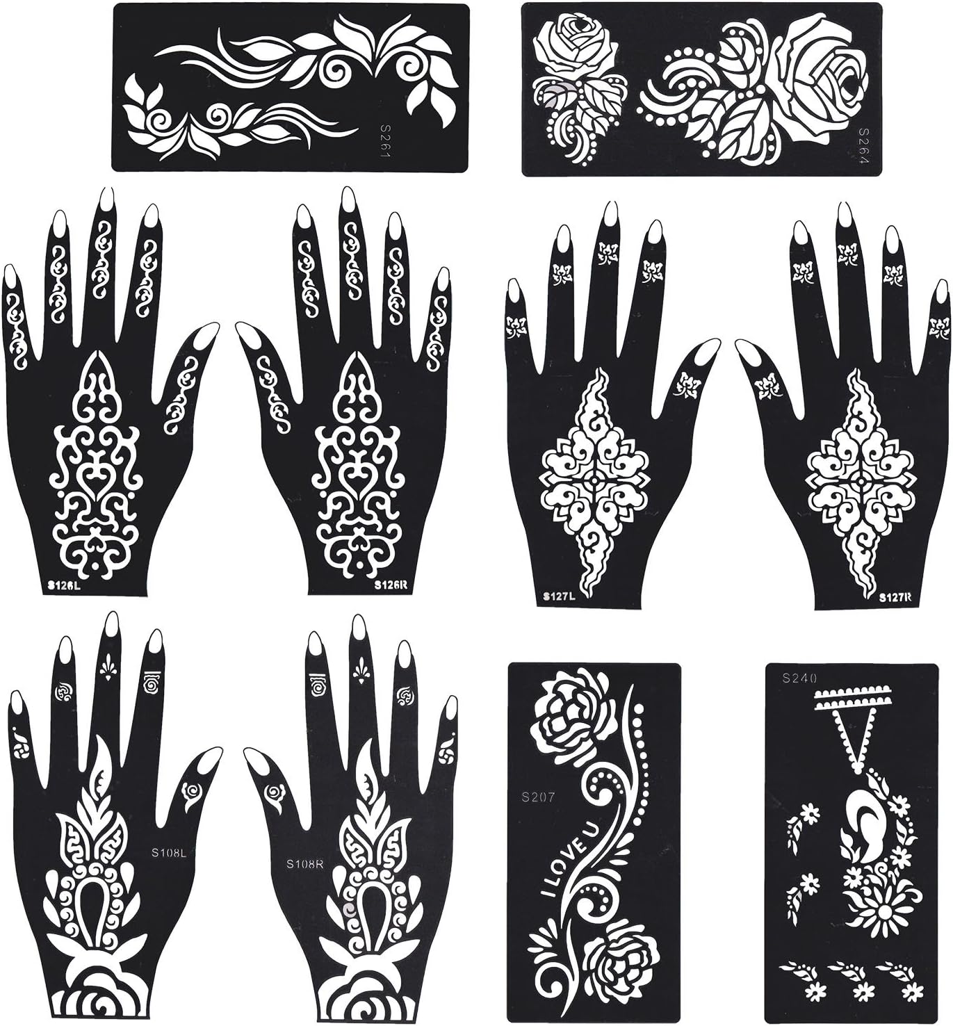 Henna Tattoo Stencil Temporary Tattoo Temples (10 Stencil Sheets(Collection 2))