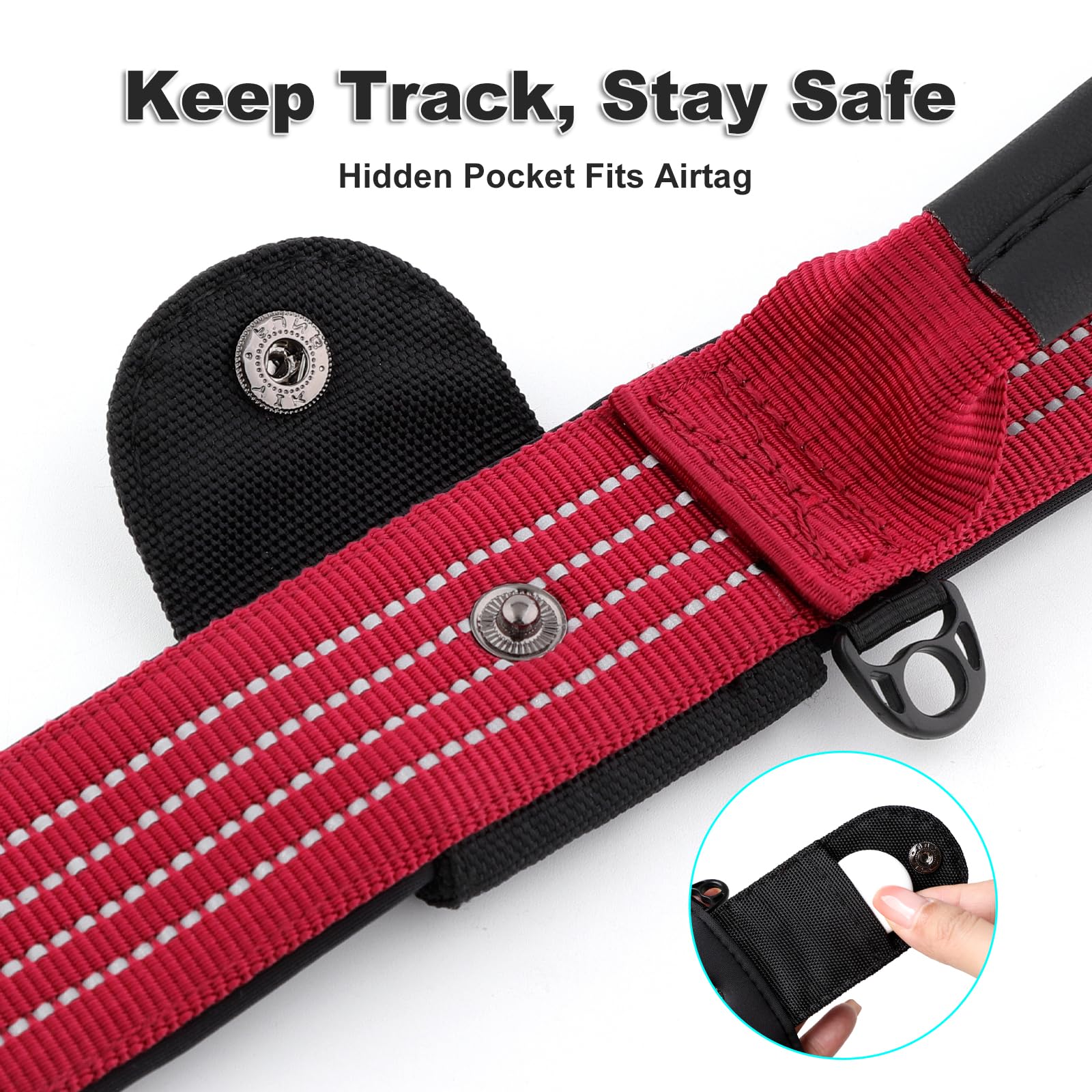Plutus Pet Tactical Dog Collar with Tracker pocket for AirTag Adjustable Reflective Nylon Collar, Metal Buckle - Image 3