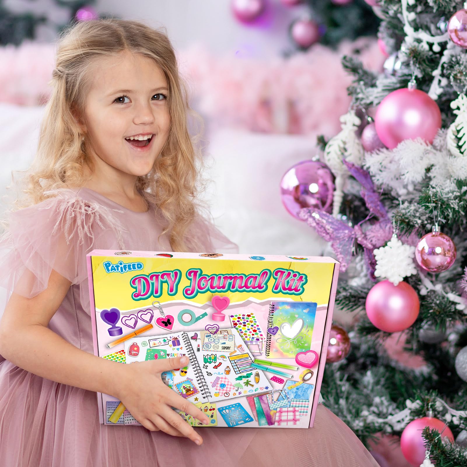 PATIFEED Kit de Journal à Faire Soi-Même pour Filles, Lot de 2 Journaux pour Adolescentes, Fournitures de Scrapbooking et D'agenda pour Enfants de 8 à 14 Ans