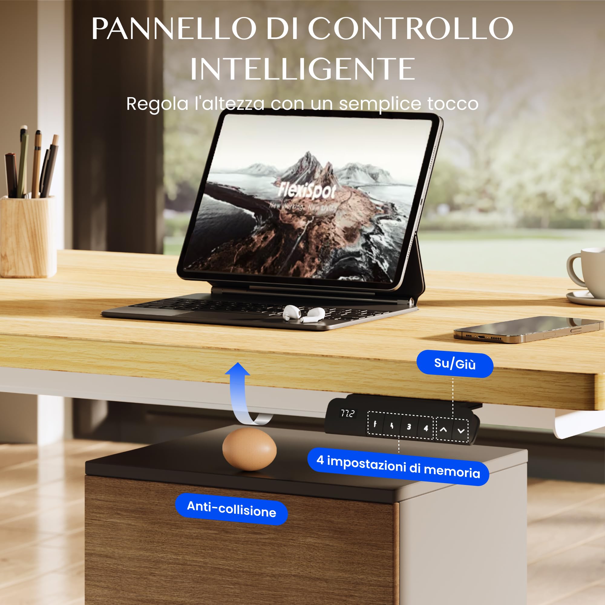 FLEXISPOT Scrivania Regolabile in Altezza Elettrica 160×80 cm con Doppio Motore, Piano Unico da 25 mm, Gambe Telescopiche a 3 Sezioni EC5 LITE