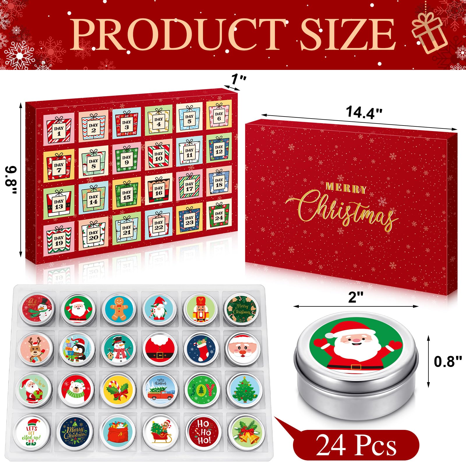 MTLEE 24 Stück Adventskalender 2026 Kerzen 24 Tage Weihnachten Countdown Geschenke