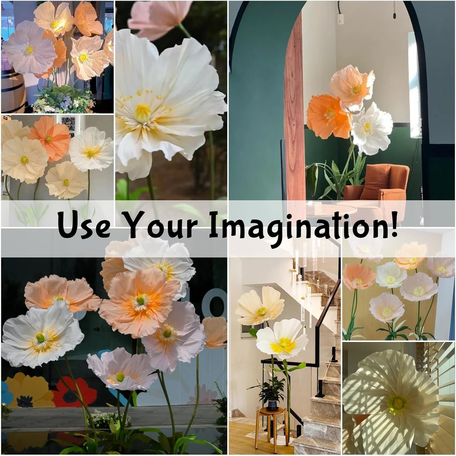 Large Paper Artificial Flowers, 7 Pcs/Set Giant Flowers for Decoration, Giant Paper Flowers for Wedding Birthday Party Banquet, Mother's Day Backdrop Decor, Photography Props, Shop Window