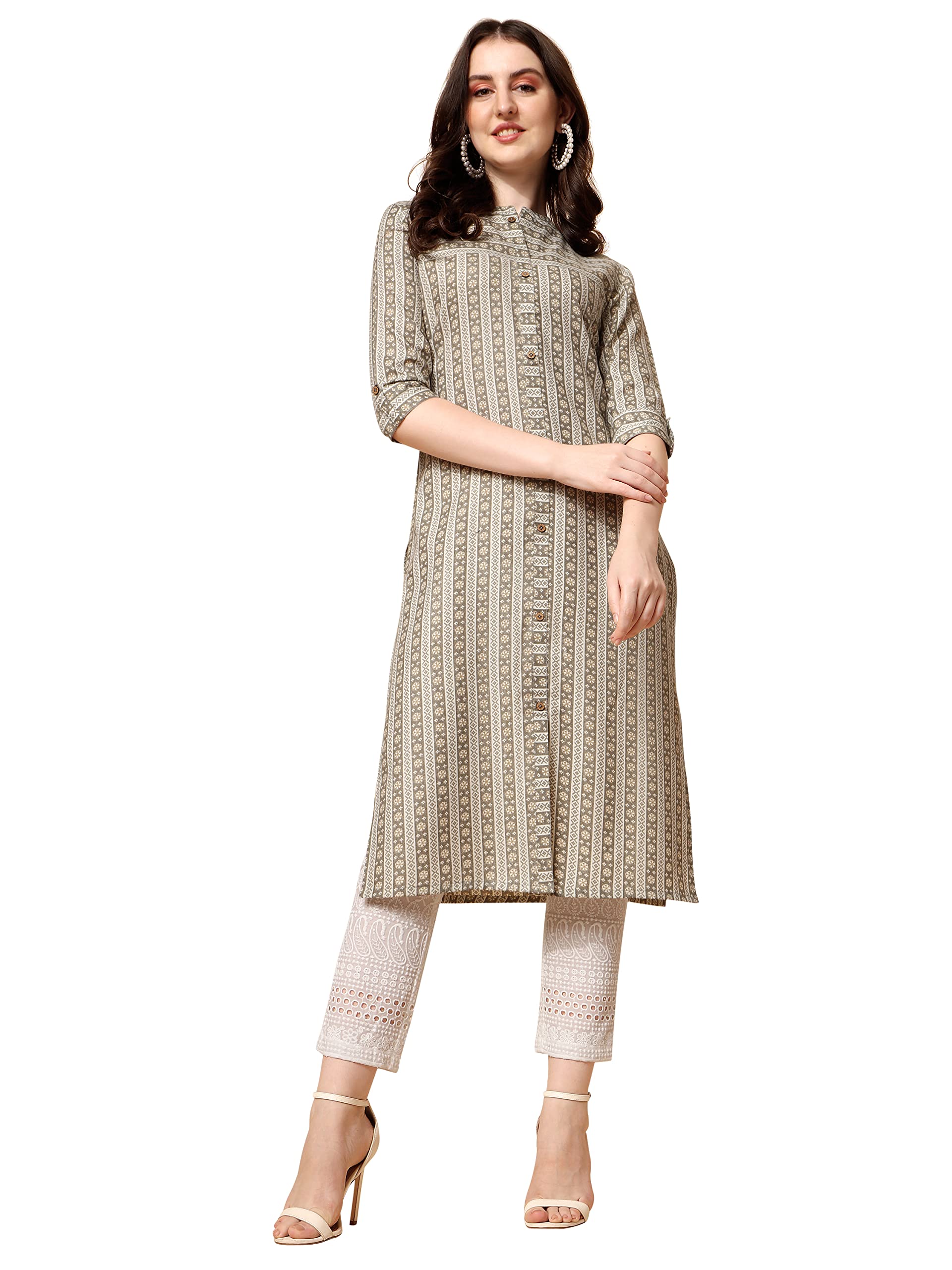 NAINVISH Cotton Blend Kurti Kurta for Womens | Kurtas for Women | Womens Kurta Kurti | Yellow Kurta for Women