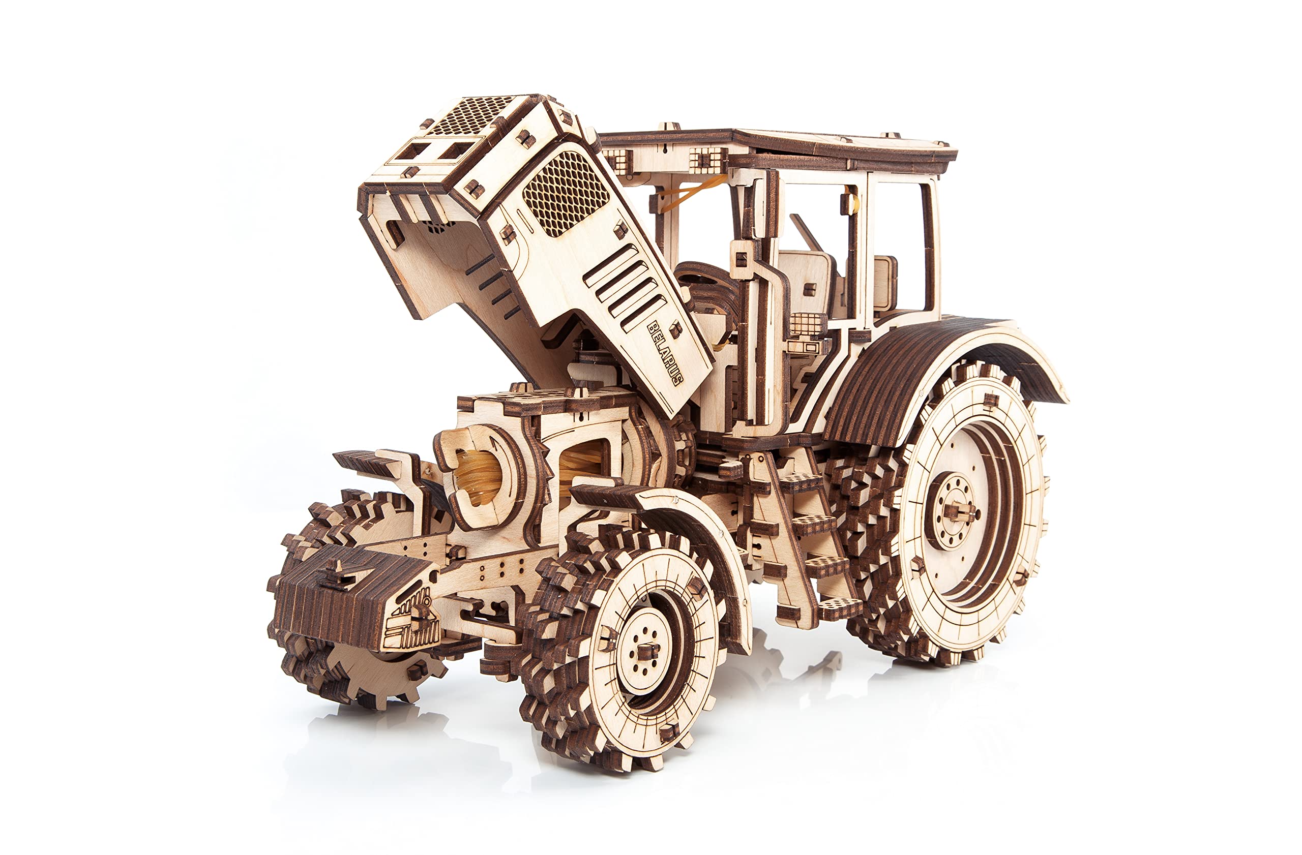 EWA Eco-Wood-Art - Tractor BELARUS-2022 - Puzzle 3D mécanique en Bois - Casse-tête pour Adolescents et Adultes -à Monter soi- Pas de Colle nécessaire- 342 pièces