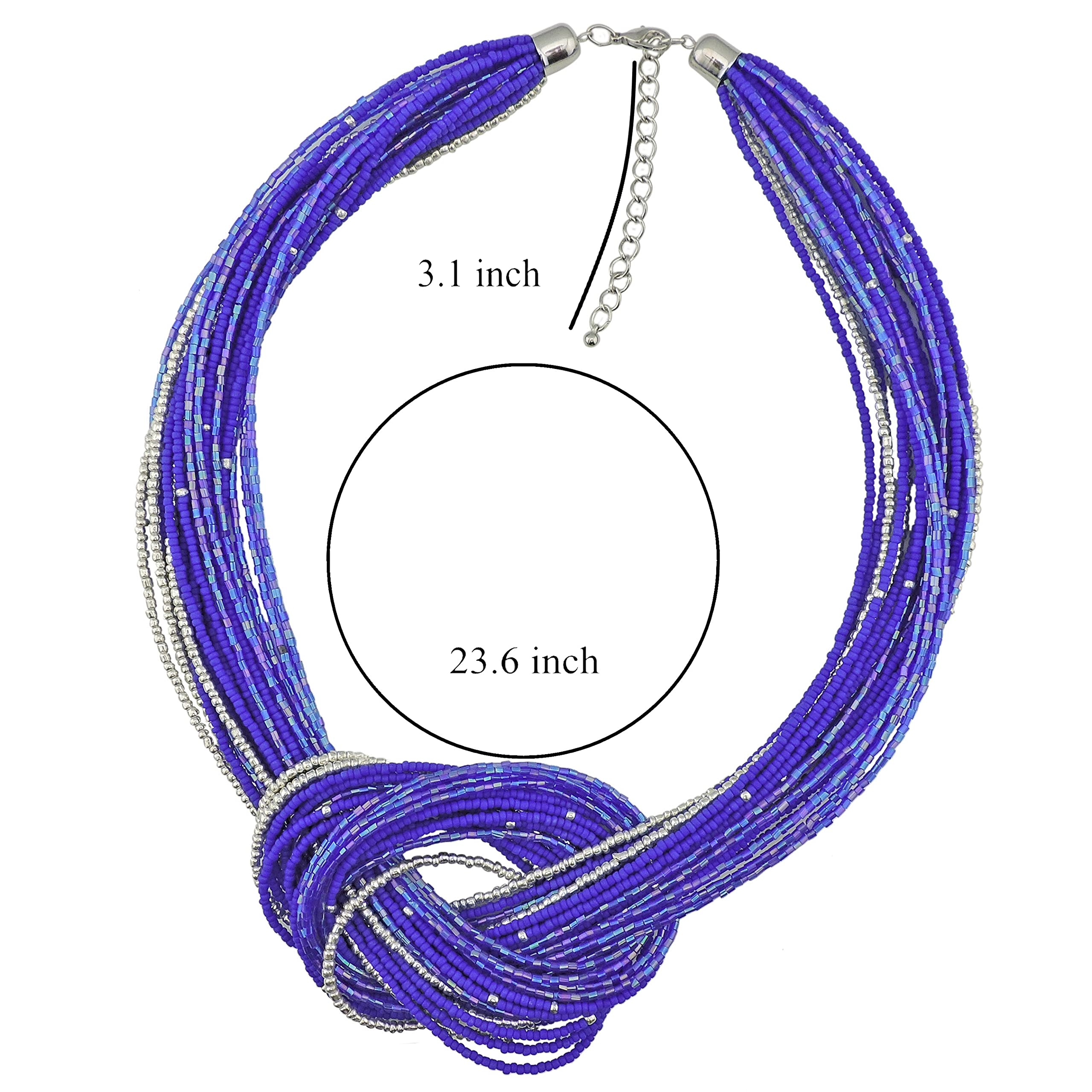 Bocar Collana a nodo multistrato con perline di semi (NK-10316)