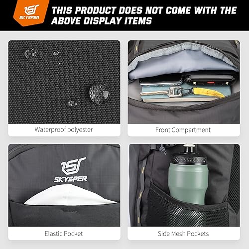 Miniatura 4 de SKYSPER Mochila de senderismo 30L resistente al agua, paquetes de día para viajes, campamento al aire libre, hombres y mujeres, Lantc30-dark gray,