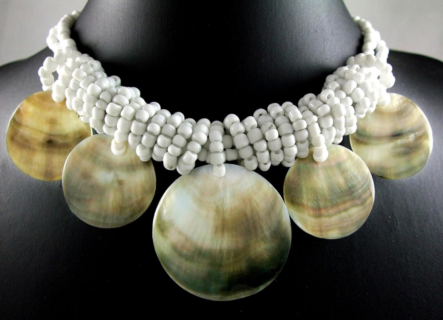 Handcrafted Round Mother of Pearl Necklace, Natural Mother of Pearl Beads Necklace for Women Jewelry (EA086) - Image 2