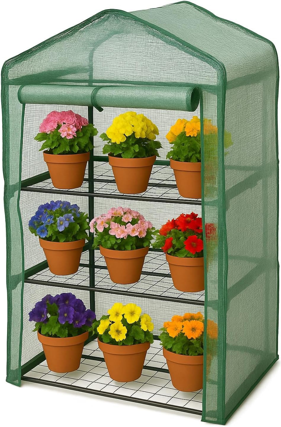 PRADICHI Greenhouse 3 Tier Mini Green House for Indoor & Outdoor Use | Heavy Duty Garden Grow House | Ideal for Growing Vegetables, Flowers, Herbs, and Seedlings