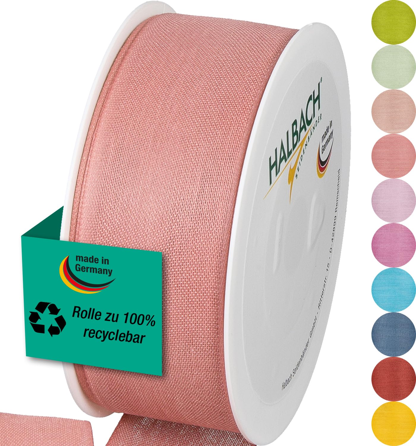 Halbach Silk Ribbons Gift Ribbon Width 40 mm Length 25 m Ribbon Made in Germany Gift Ribbons in a Variety of Colours and Widths Perfect for Packaging and Decorating Colour: Pink