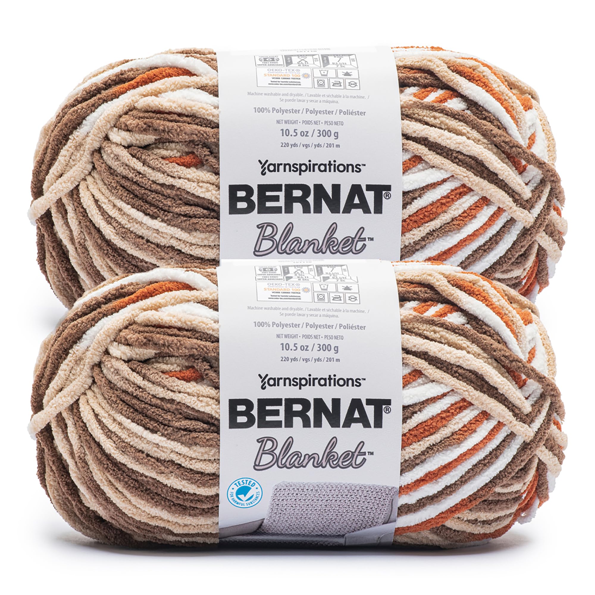 Bernat Blanket BB Woodland VARG. Yarn - 2 Pack of 300g/10.5 oz - 100% Polyester - #6 Super Bulky - 220 Yards - Knitting/Crochet