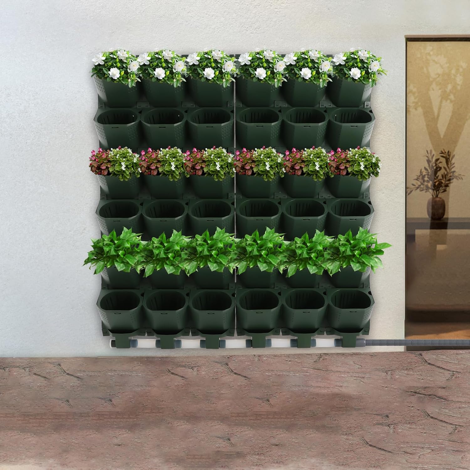Hydroponics Growing System, 36 Wall-Mounted Vertical Garden Planter Set Self Watering Wall Plante with Drip Kit &Timer, 36 Self Watering Hanging Planter for Indoor Herbs Fruits