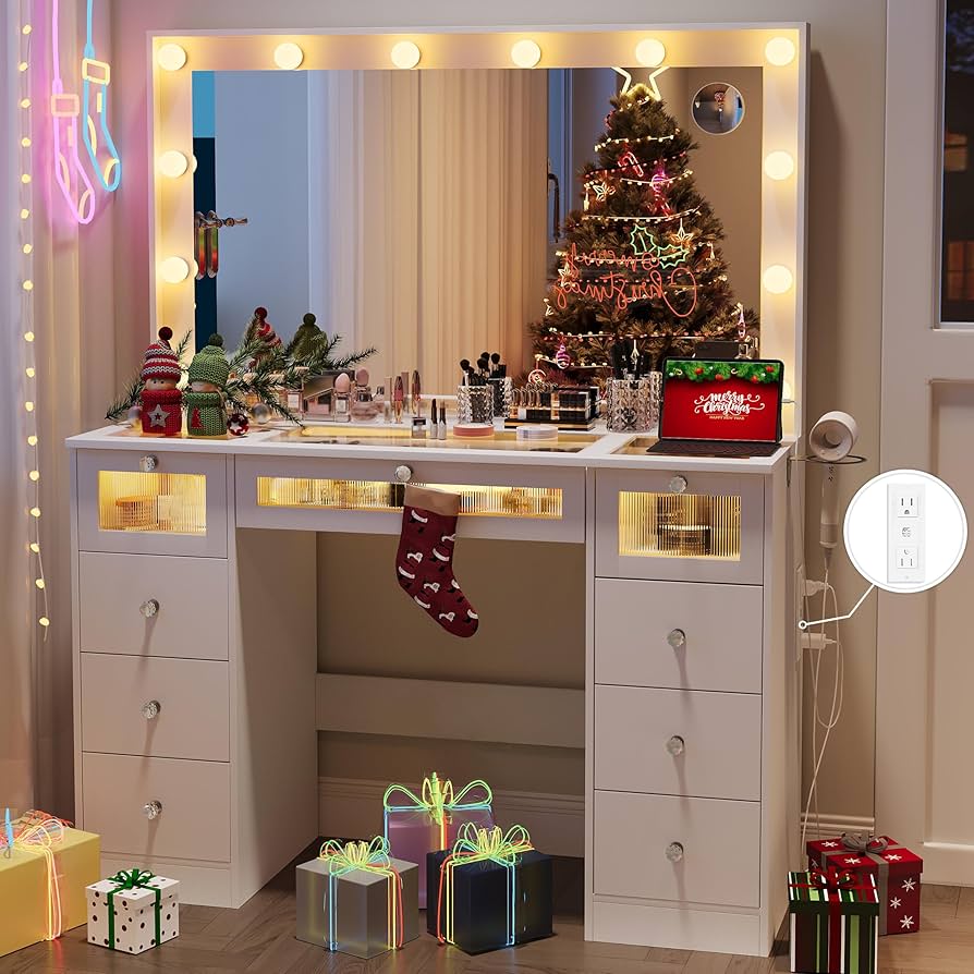Amazon.com: IFSEB Makeup Vanity Desk with Lights and Large 36.9