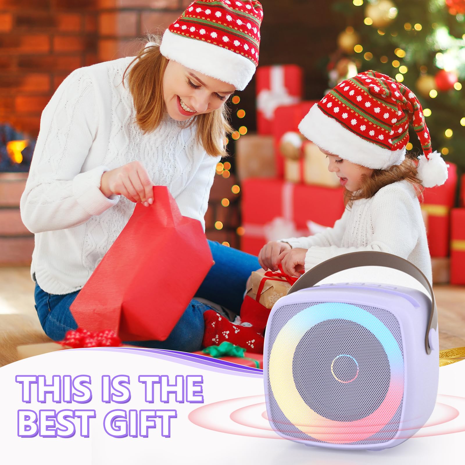 Karaoke per Bambini con 2 Microfono, Regalo Bambina 3-12 Anni Microfono Bluetooth Per Ragazzi e Ragazze, Portabile Macchina Karaoke con Design Supporto per Telefono, sistema PA per feste a casa(Viola)