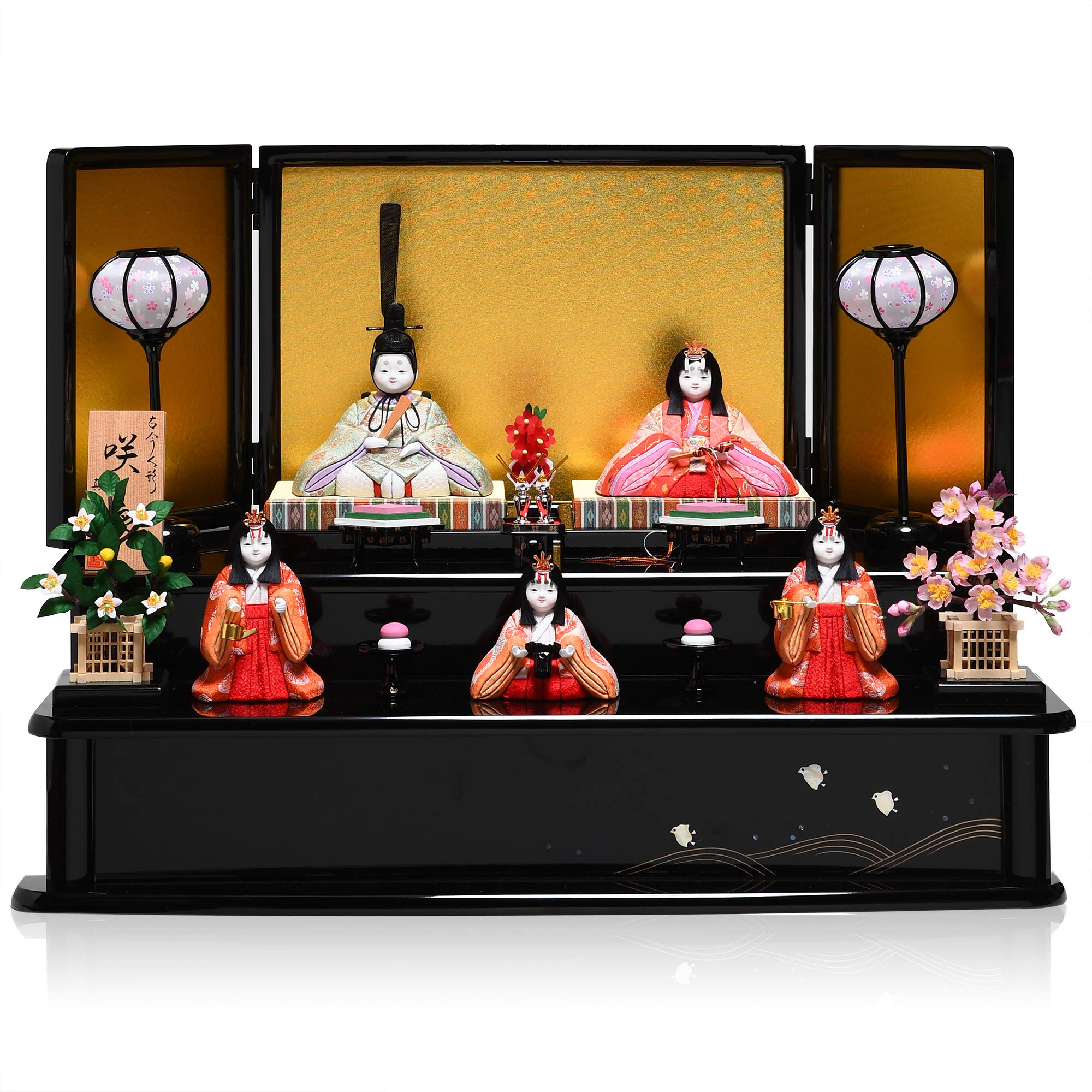 Amazon | 【江戸木目込】【木目込／五人・十五人飾】咲良雛・五人飾 咲
