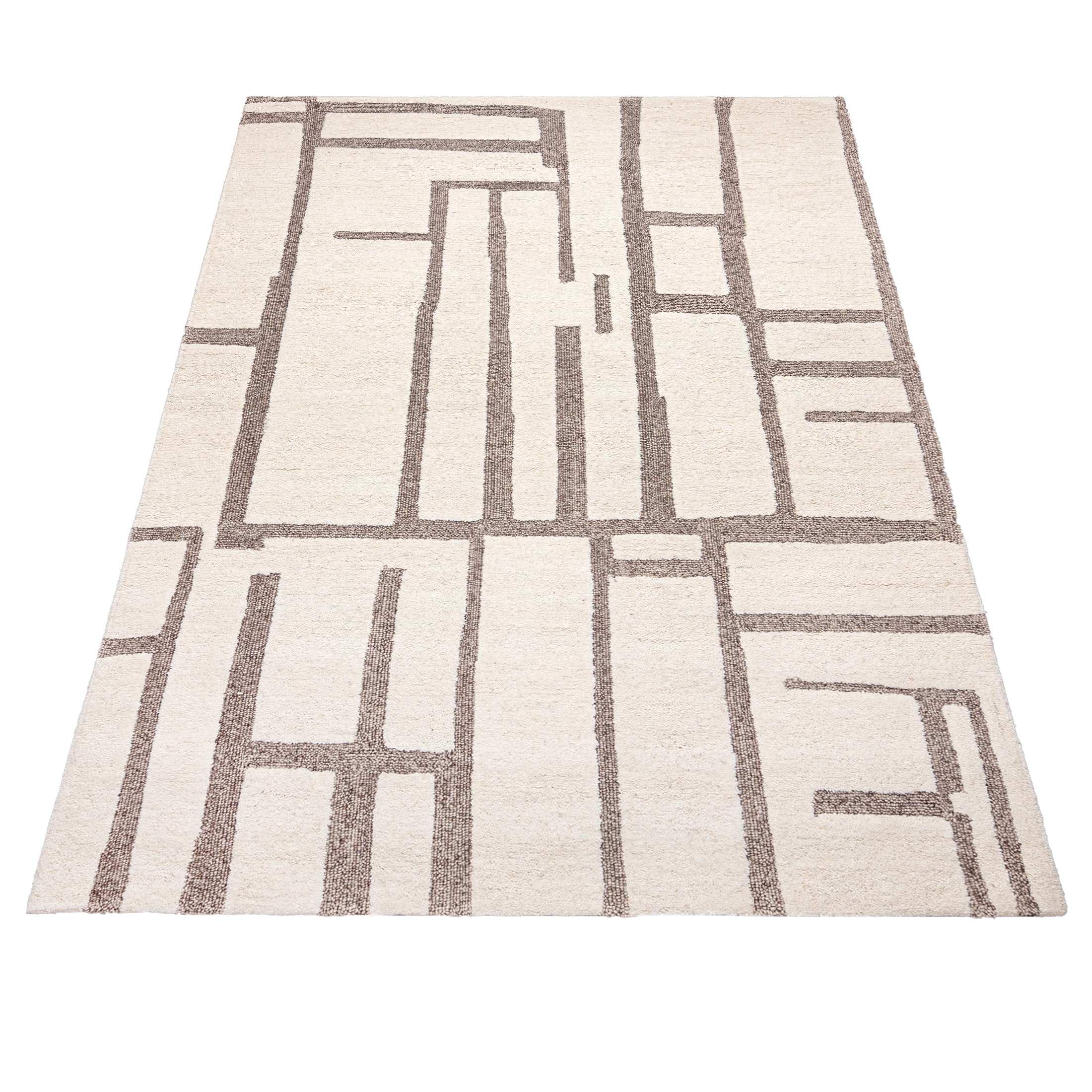 Mazovia Grande Tappeto Soggiorno 160x230cm Crema Geometrico Scandinavo Lana