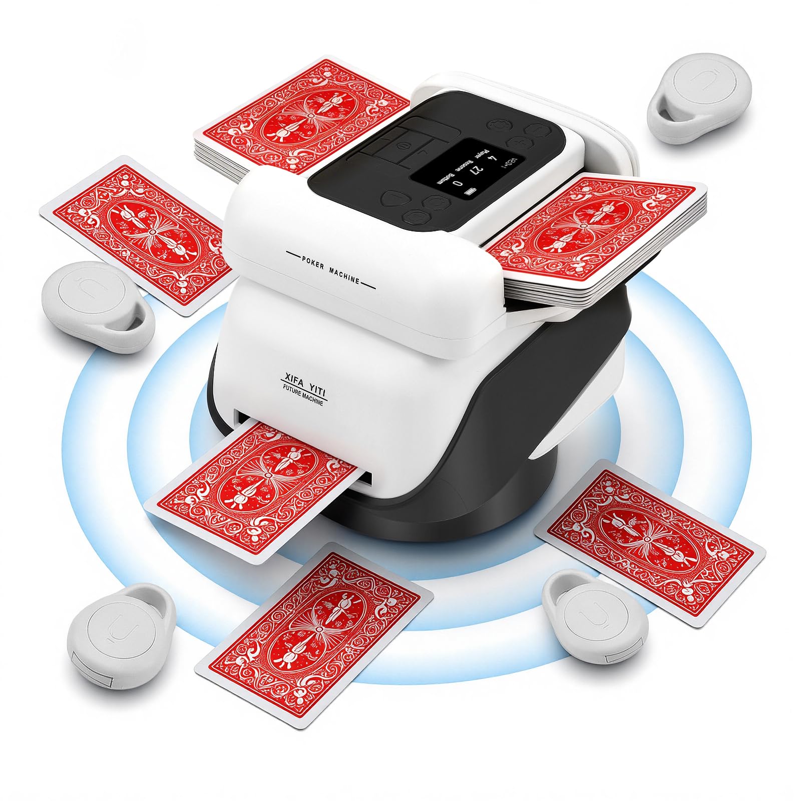 Miscelatore automatico per carte e trasmettitore di carte 2 in 1, mixer carte con 4 telecomandi, 2-8 giocatori, ricaricabile, silenzioso per poker, Texas Hold'em, Blackjack, UNO