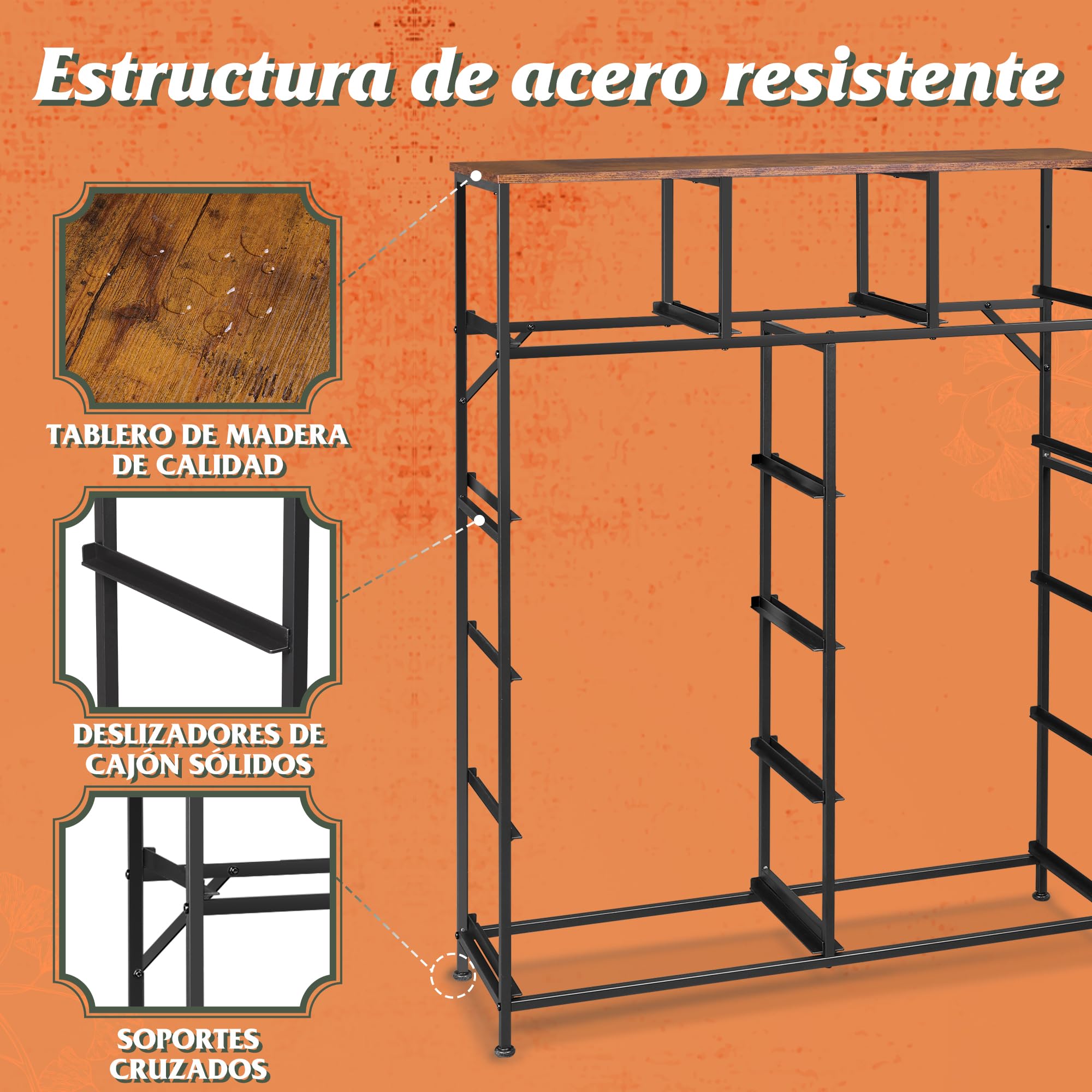 WLIVE Cómoda de Tela con 11 Cajones Extraíbles, Gabinete con Parte Superior de Madera y Estructura de Acero, Adecuado para Salón, Dormitorio, Pasillo, Habitación De Niños, Bohemia